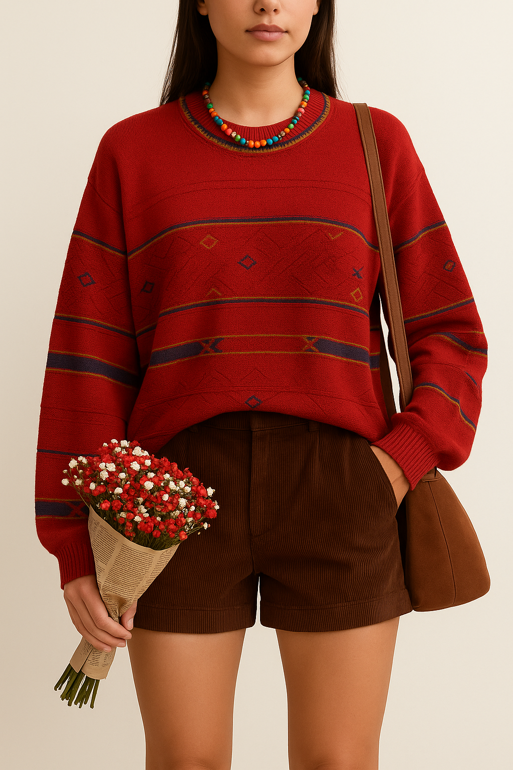 90s Red Tribal Sweater-Kazak
