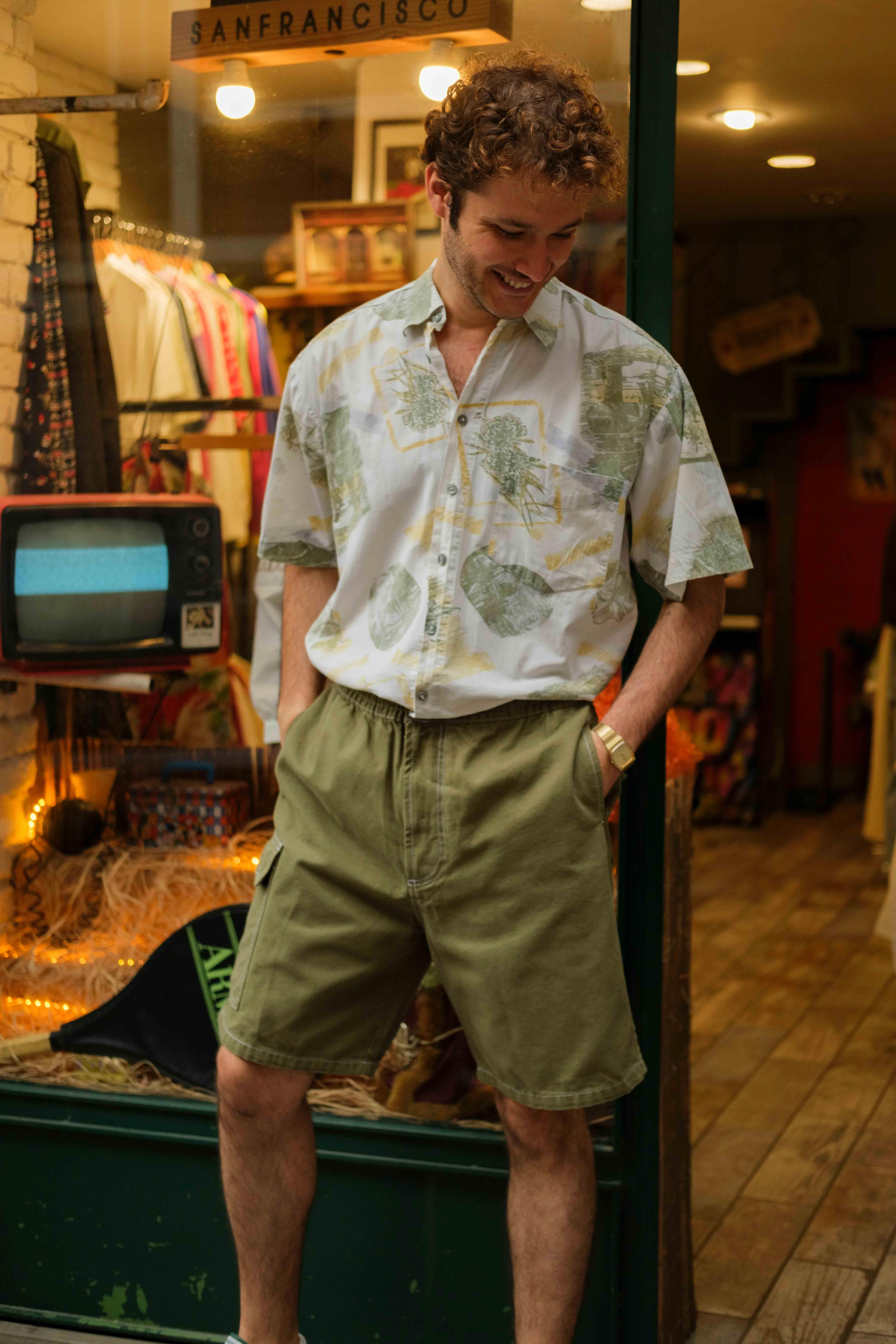 90's Retro Denim Green Cepli Şort