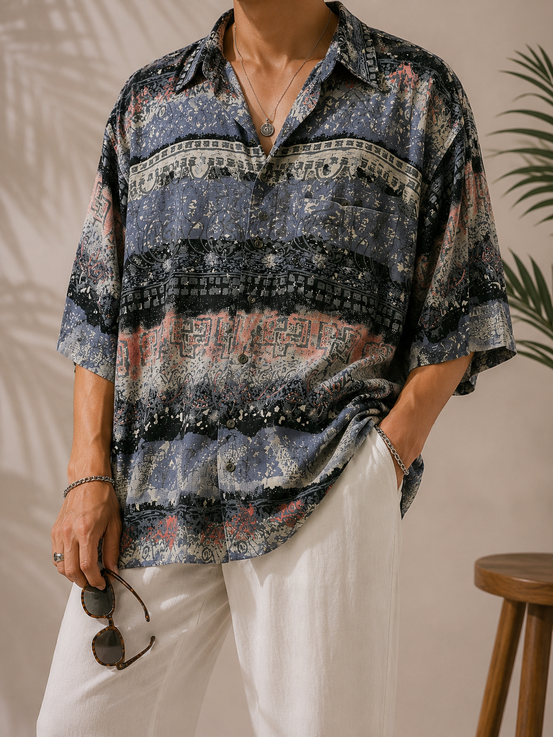 90s Tribal Aztec Oversize Gömlek