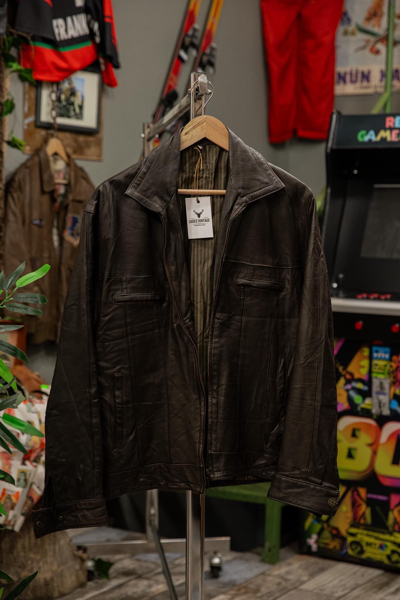 Acı Kahve Renk Biker Model Unisex Deri Ceket