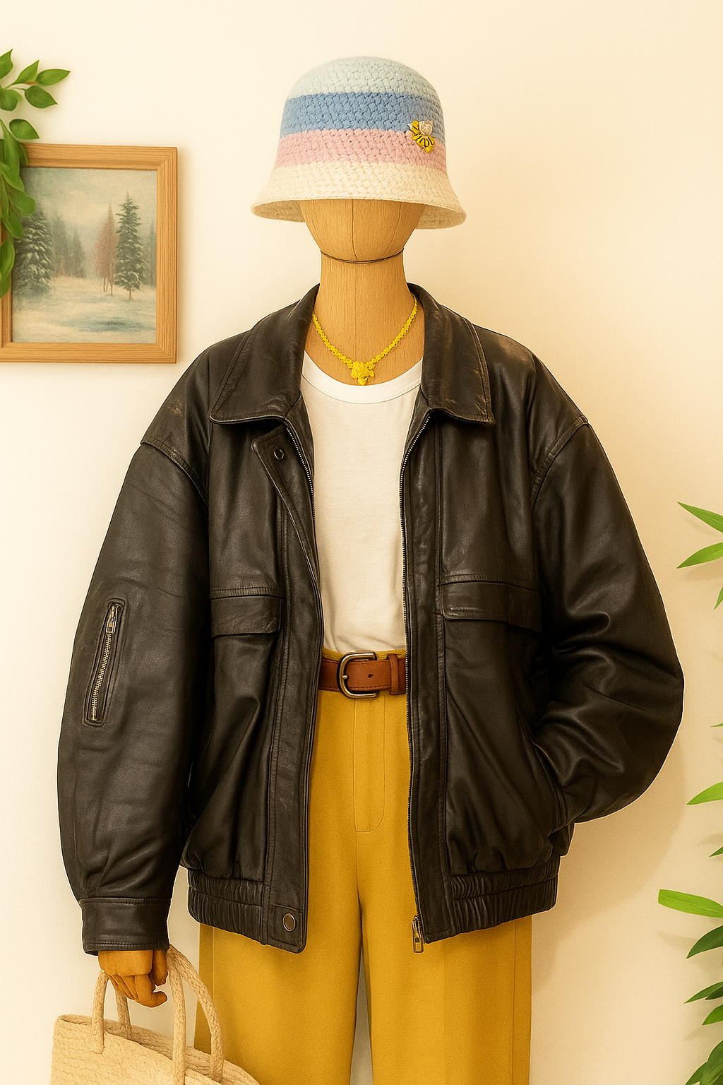 American Oversize Bomber Deri Ceket