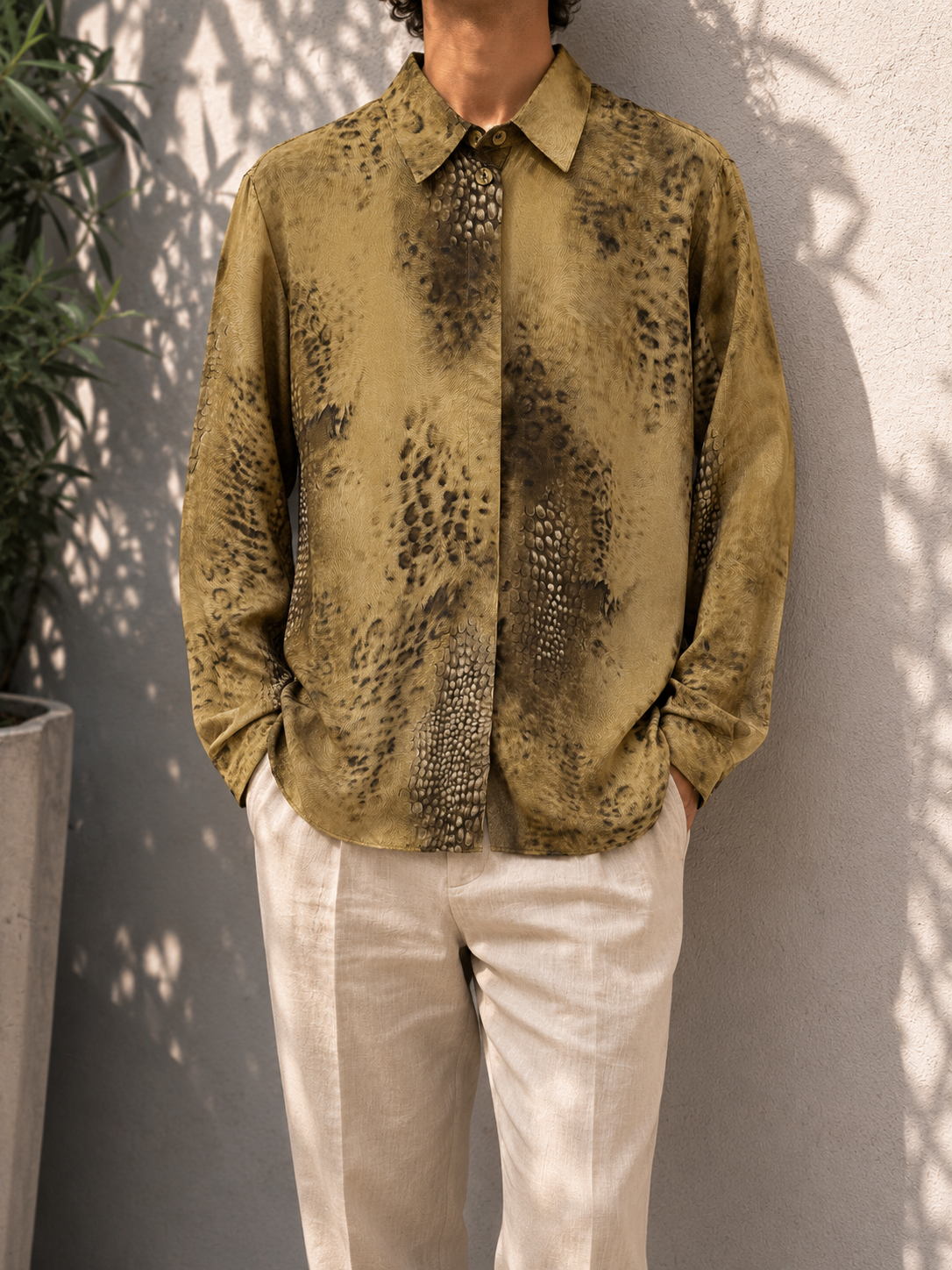 Animal Print Klasik Yaka Gömlek