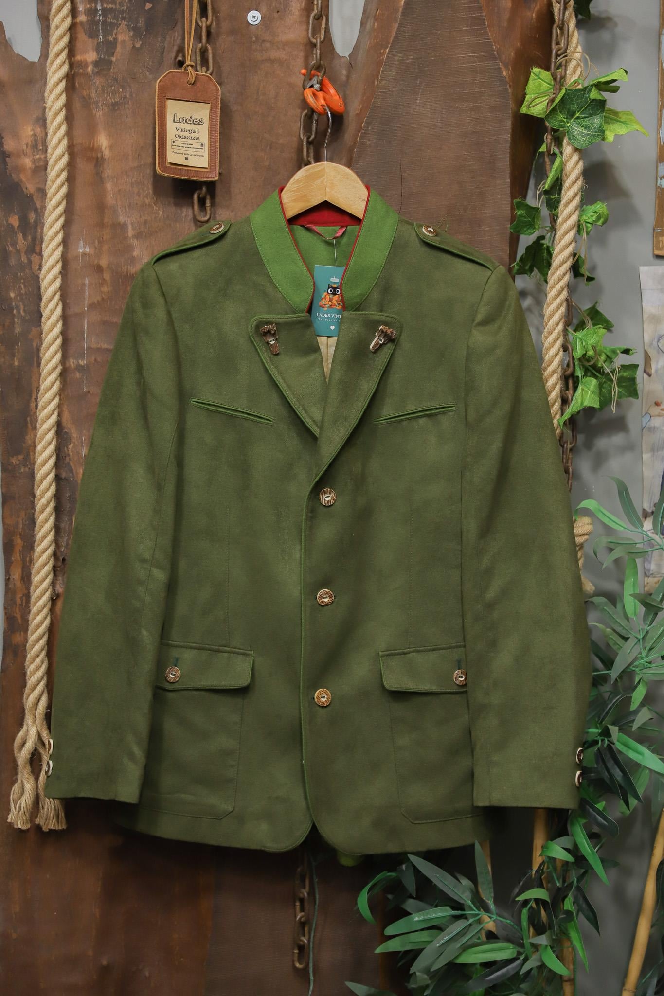 Austrian Bavyera Green Suede Blazer Ceket