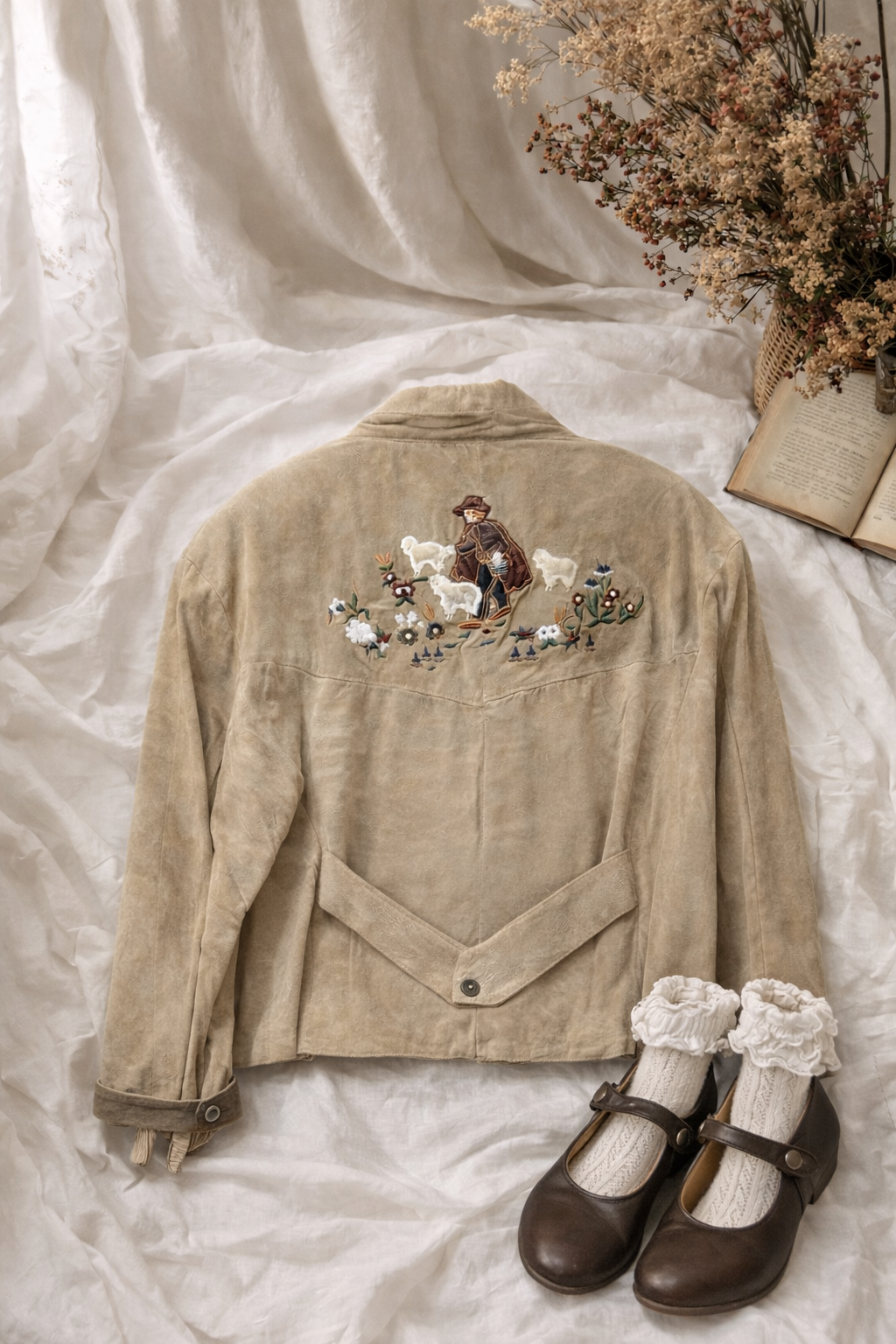 Austrian Bavyera Nakışlı Deri Ceket