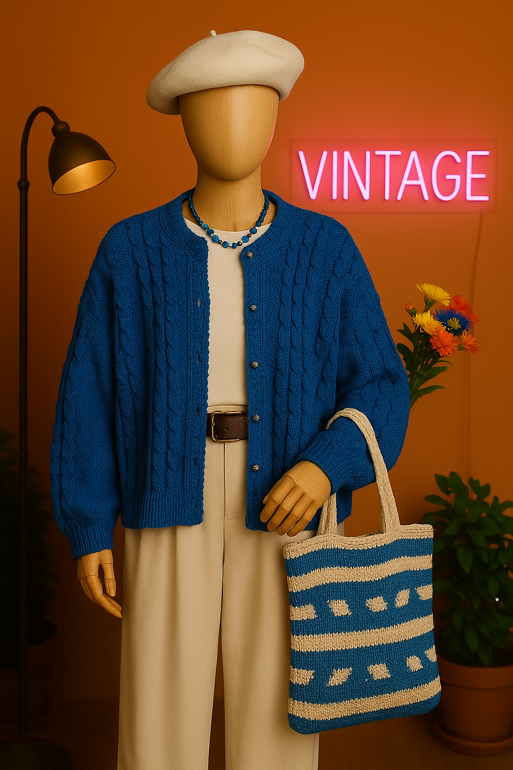 Blue Yarn Wool Hırka-Ceket