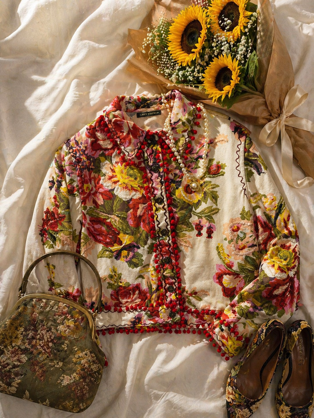 Bohemian Pom-Poms Botanik Ceket
