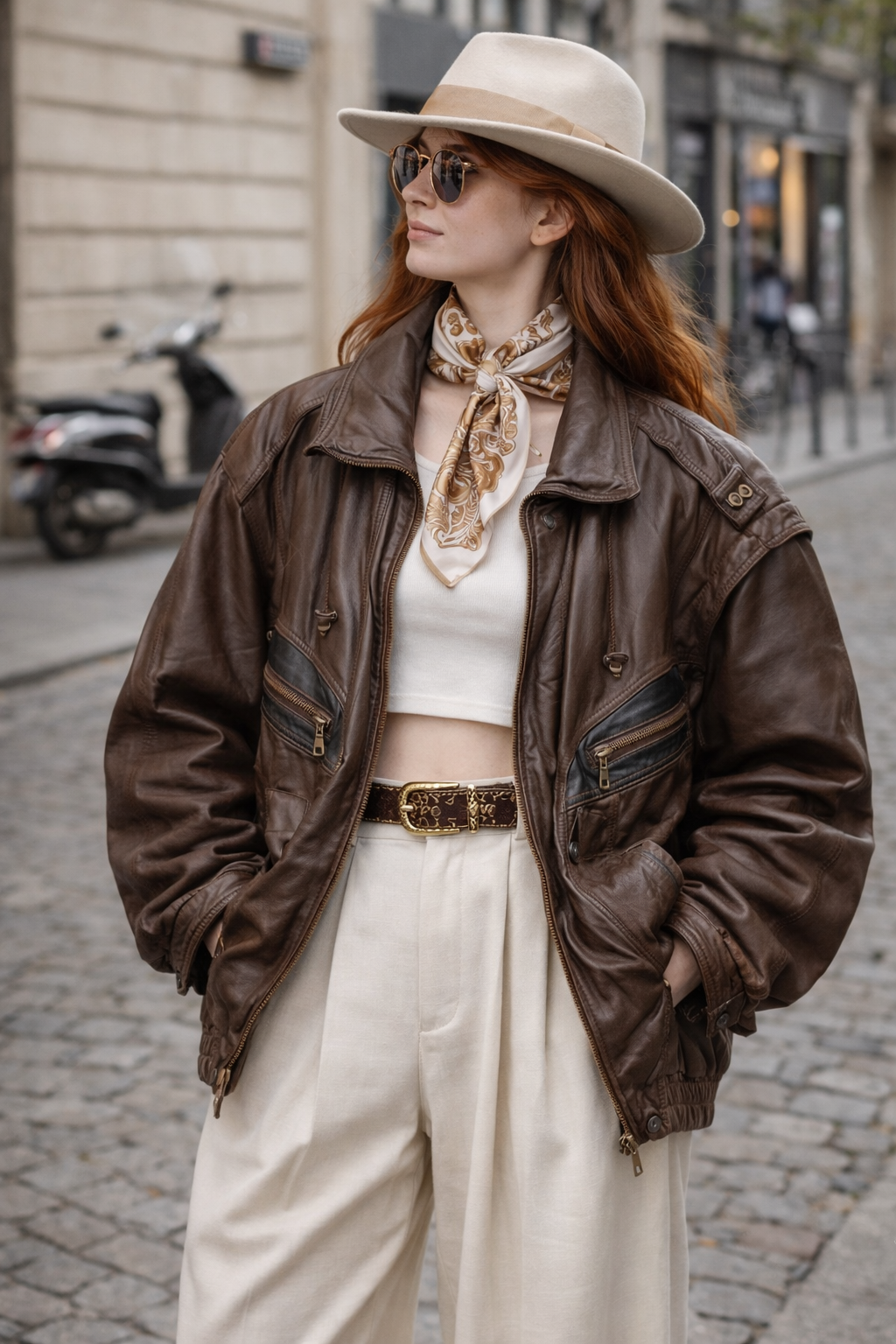 Brown 90's Classic Bomber Deri Ceket
