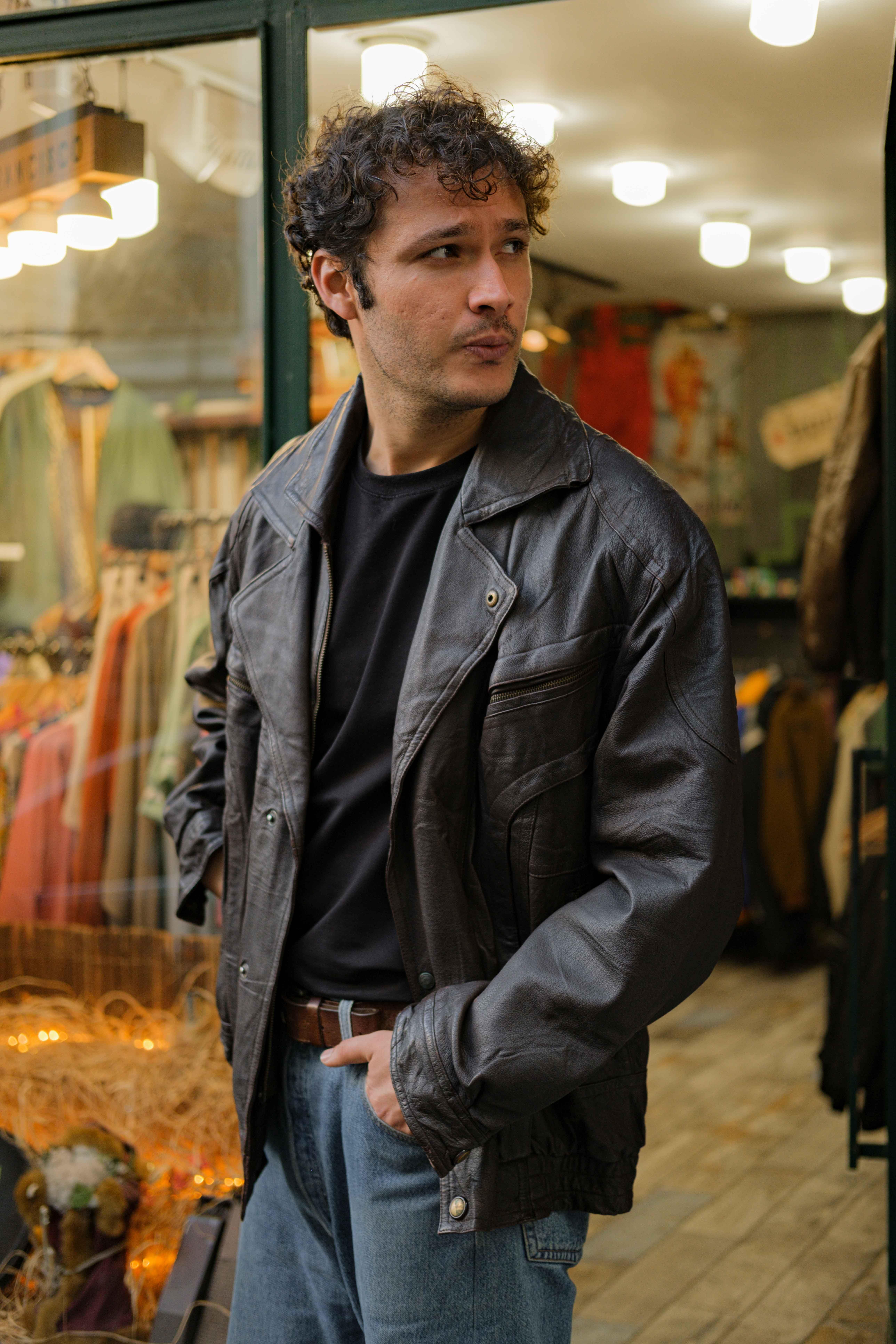Brown Bomber Vintage Unisex Deri Ceket