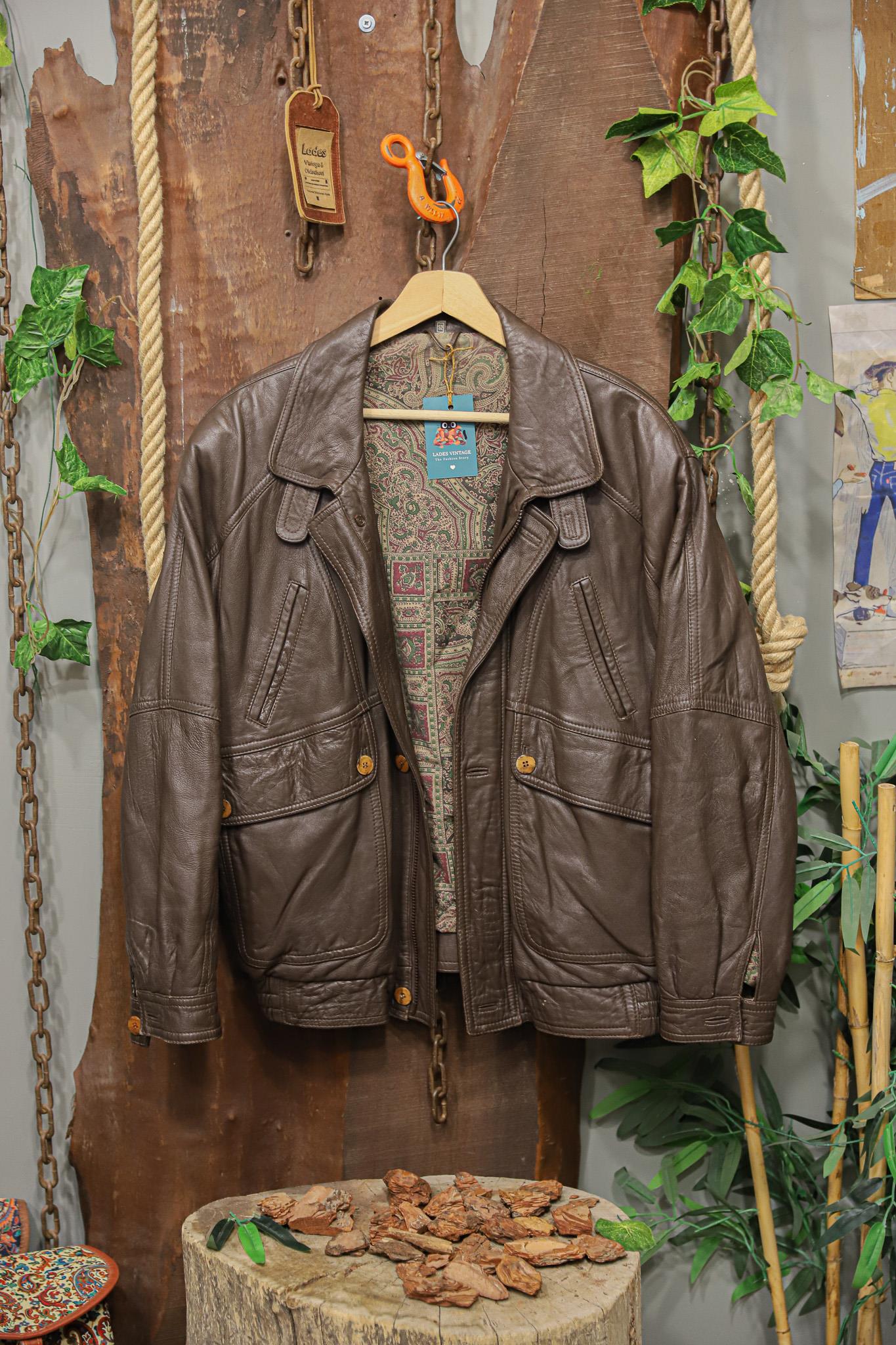 Brown Classic 90s Bomber Deri Ceket