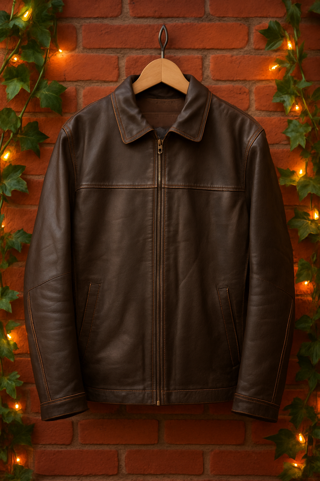 Brown Classic Deri Ceket