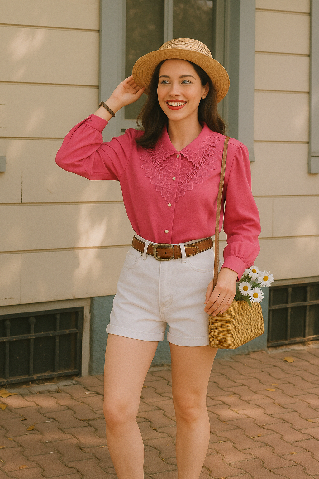 Chris JB. Pink Nakışlı Model Kadın Gömlek