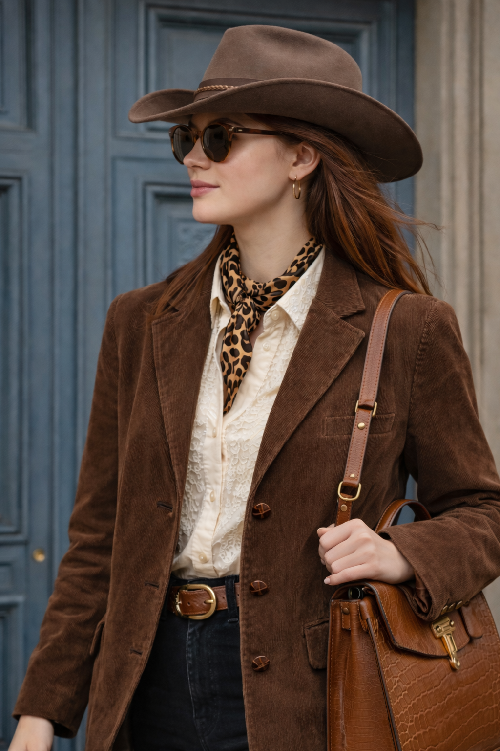 Classic Brown Kadife Blazer Ceket