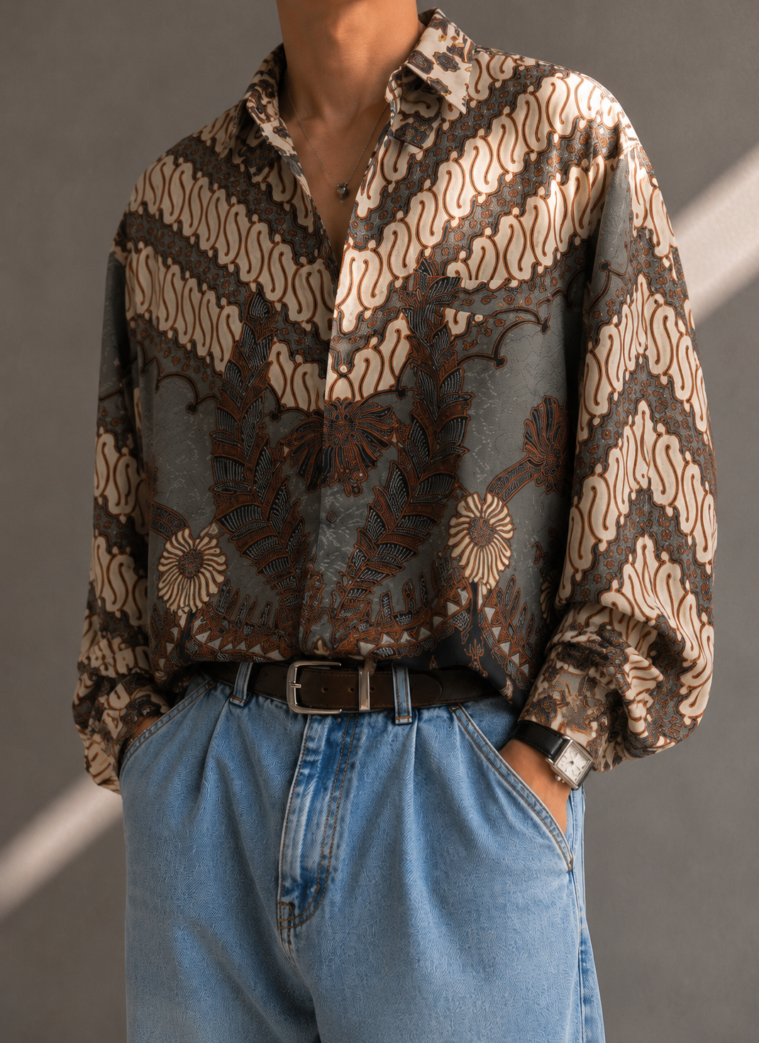 Classic Etnik Oversize Gömlek