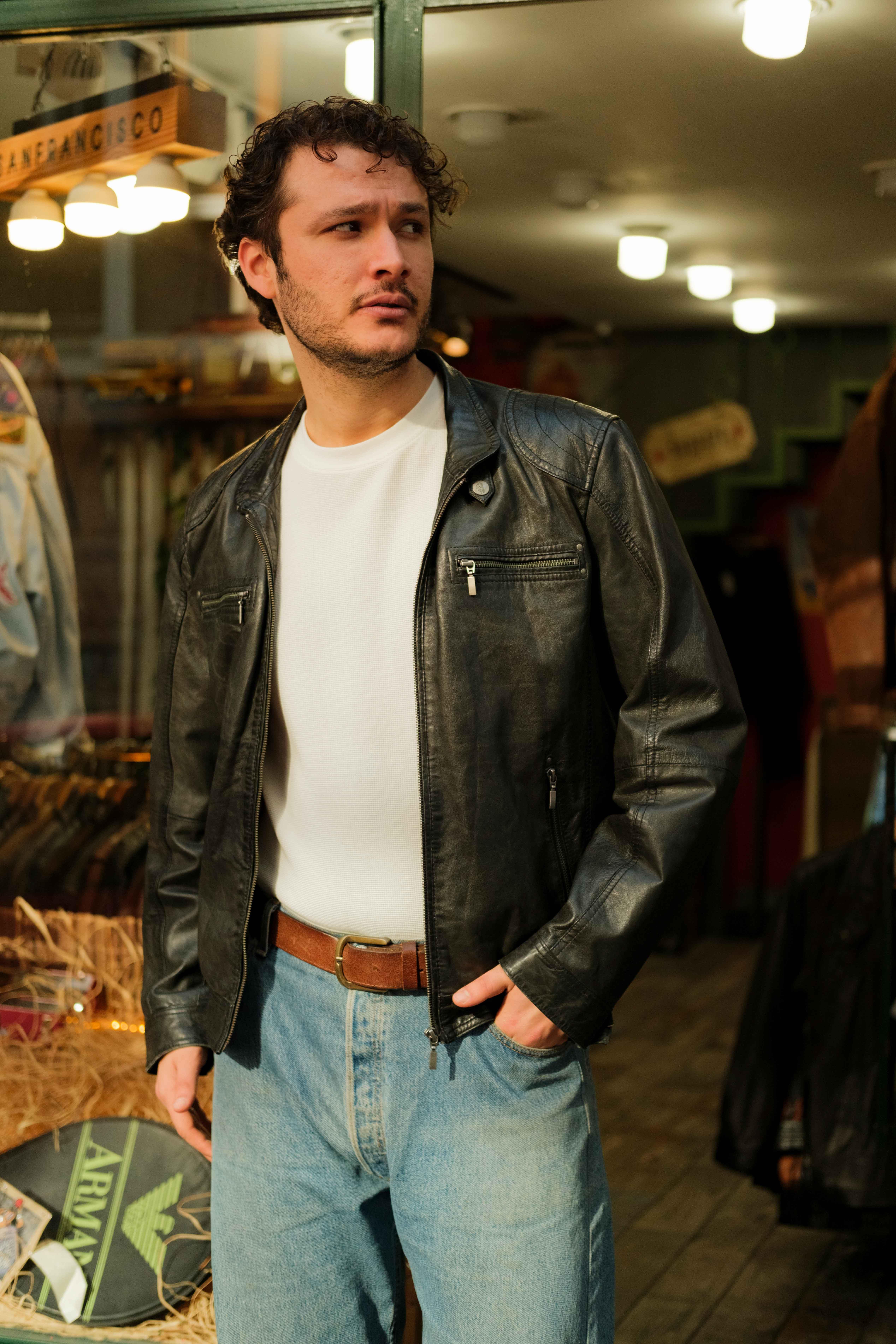 DAVID MOORE American Model Unisex Deri Ceket