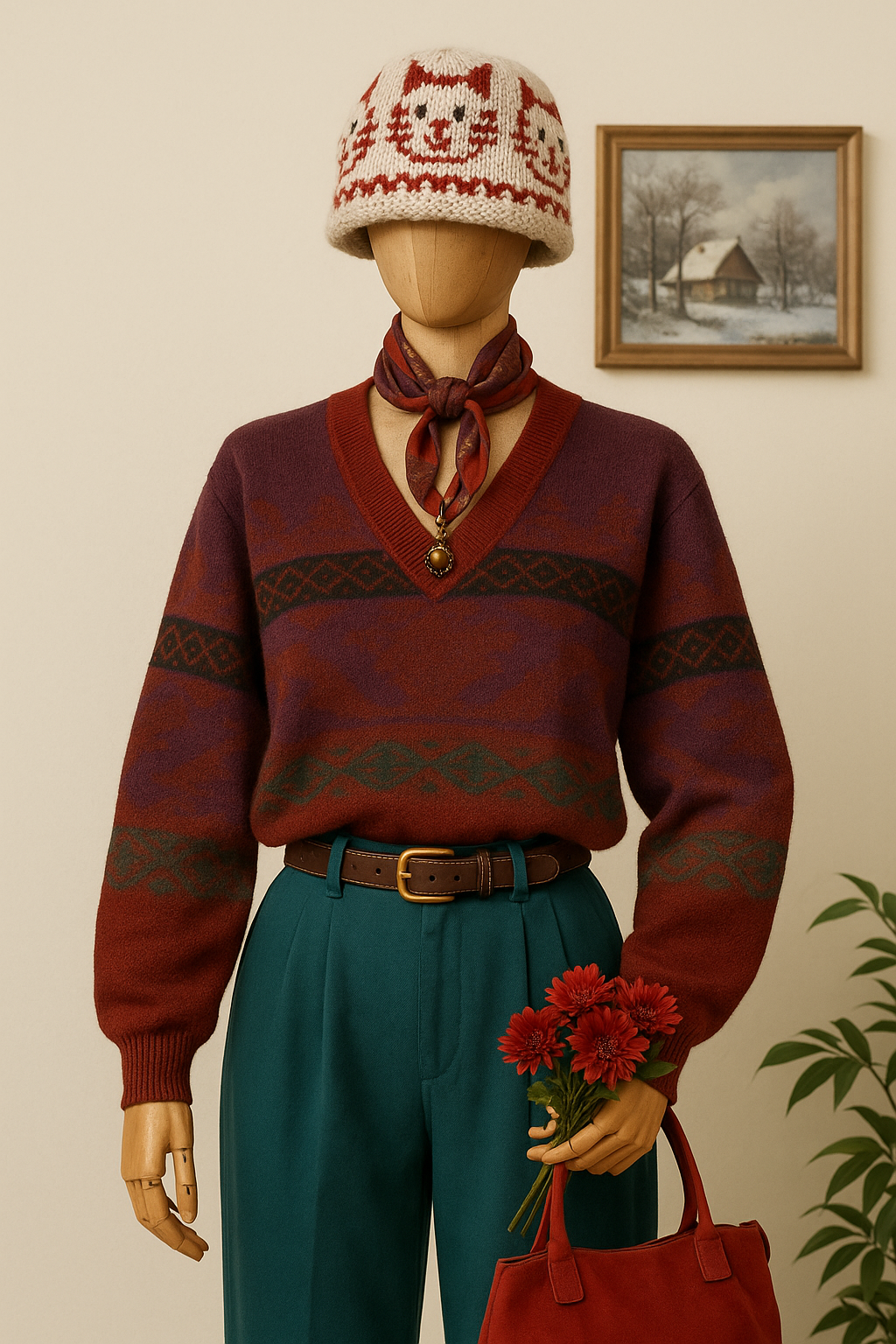 Etnic V Yaka Kazak/Sweater