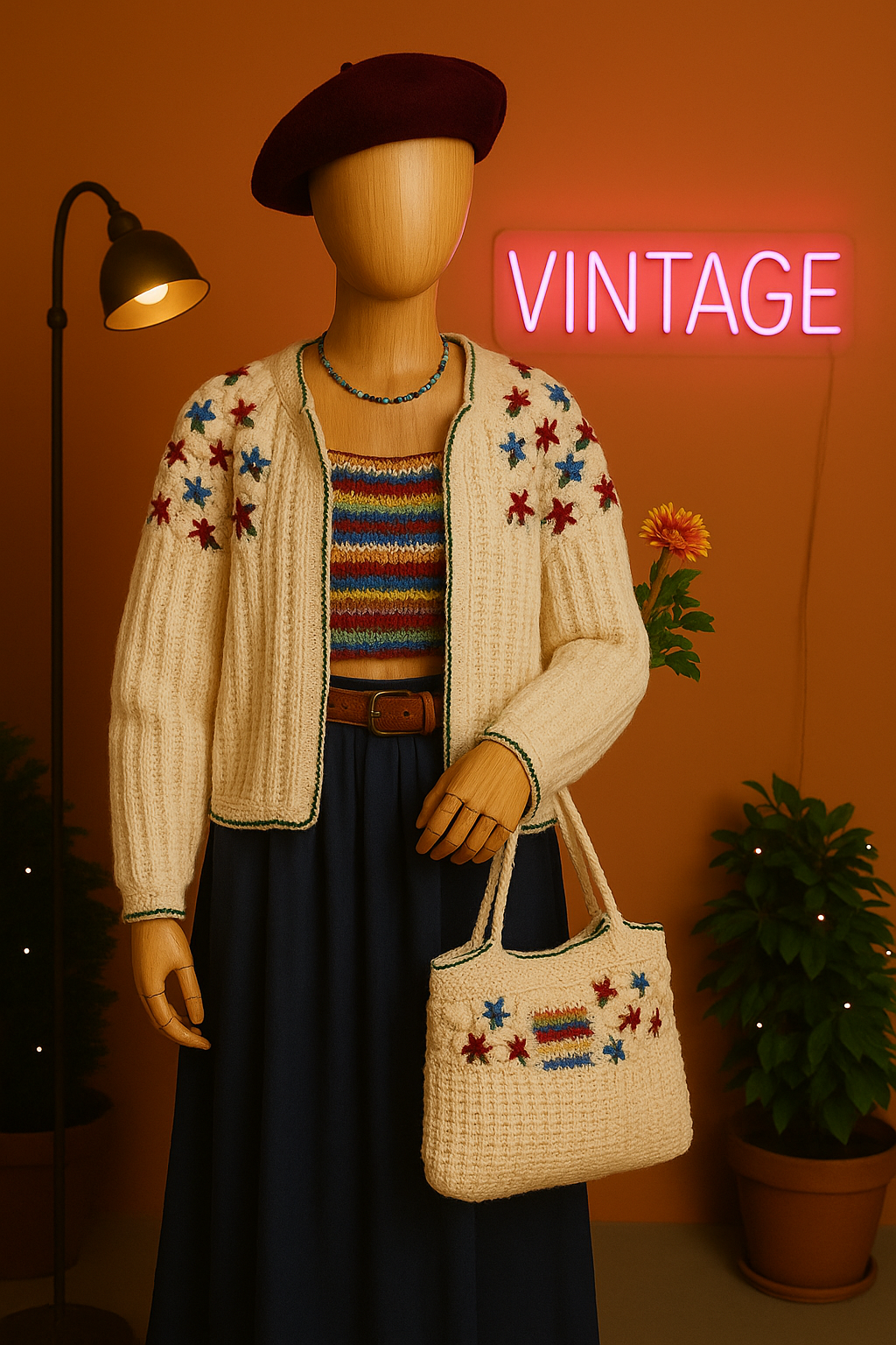 Floral Yarn Wool Hırka