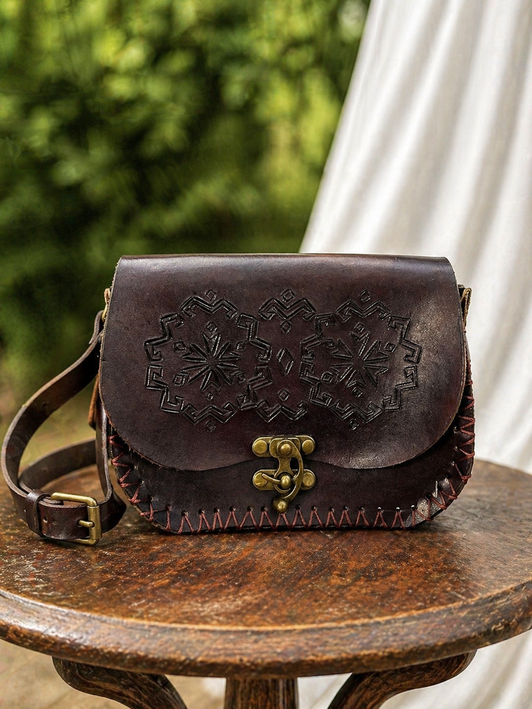 Hakiki Deri Çanta Vintage Boho Crossbody