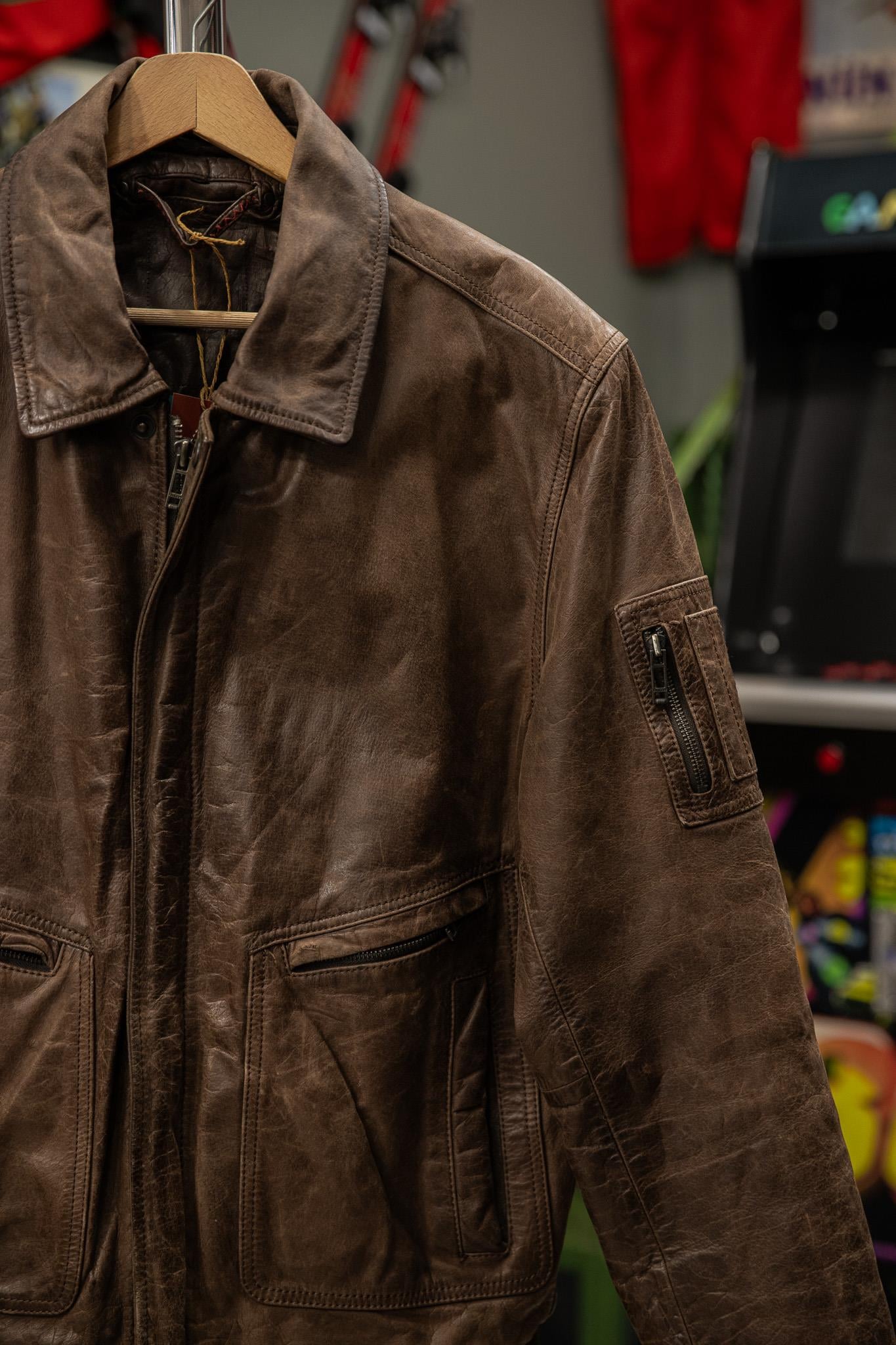 İtalian Bomber Model Kahve Renk Unisex Deri Ceket
