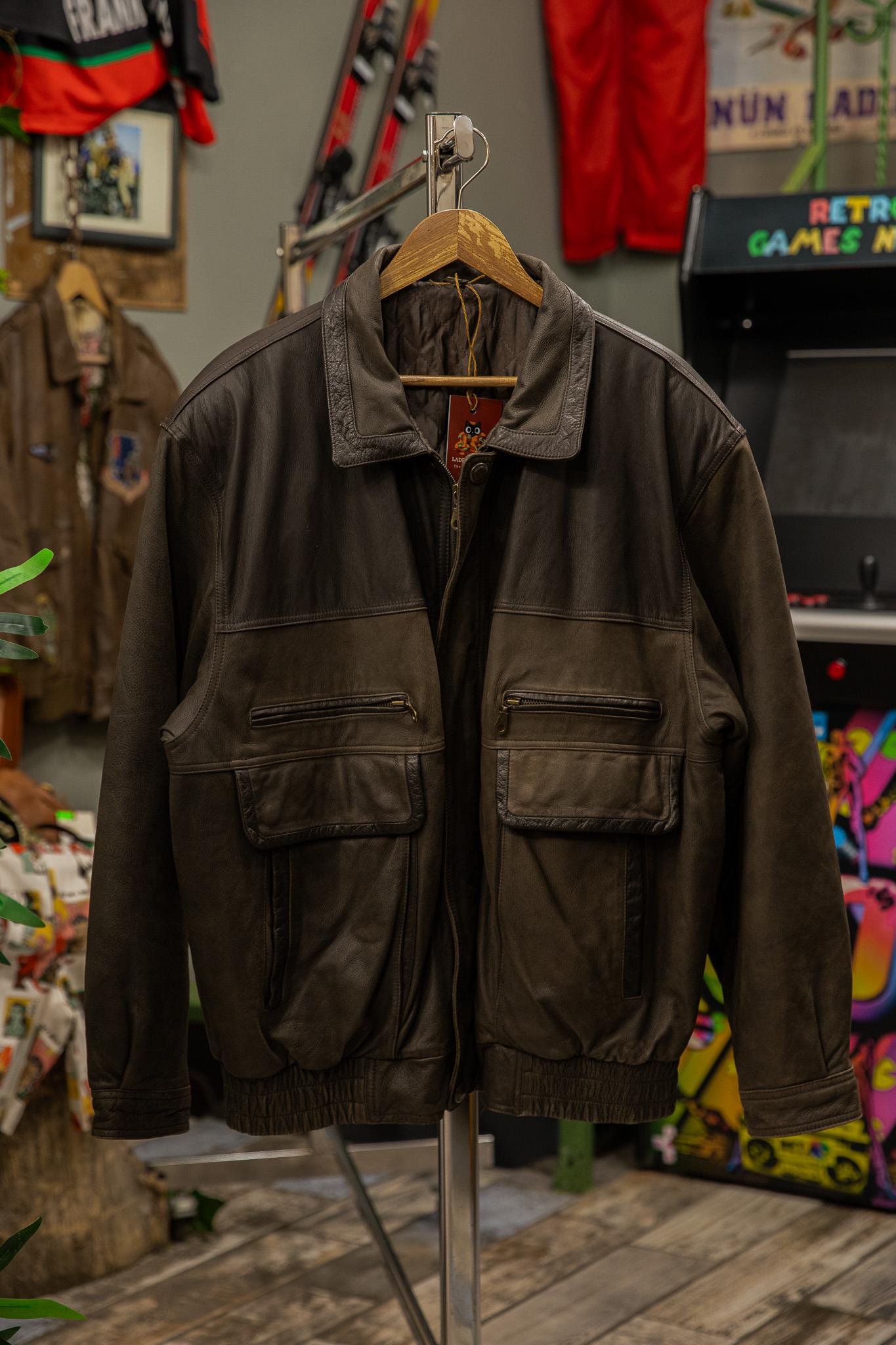 İtalian Eskitme Salaş Bomber Model Unisex Deri Ceket