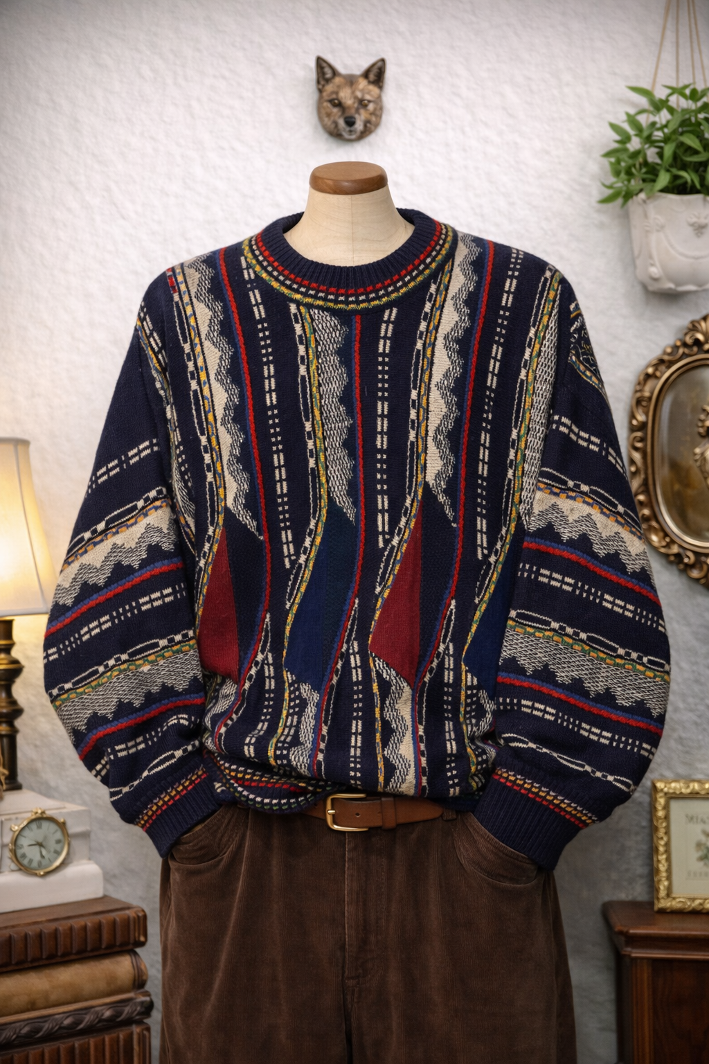 ITALY Coogi Tarz Örgü Kazak
