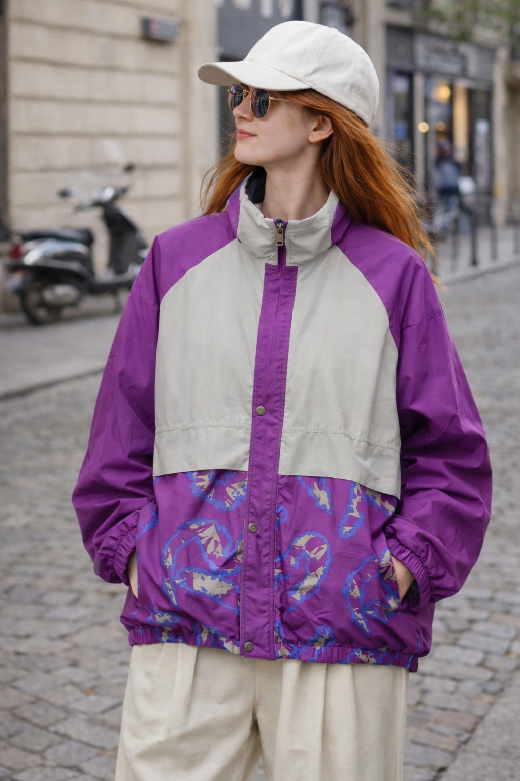 Italy Purple Paisley Bomber Ceket