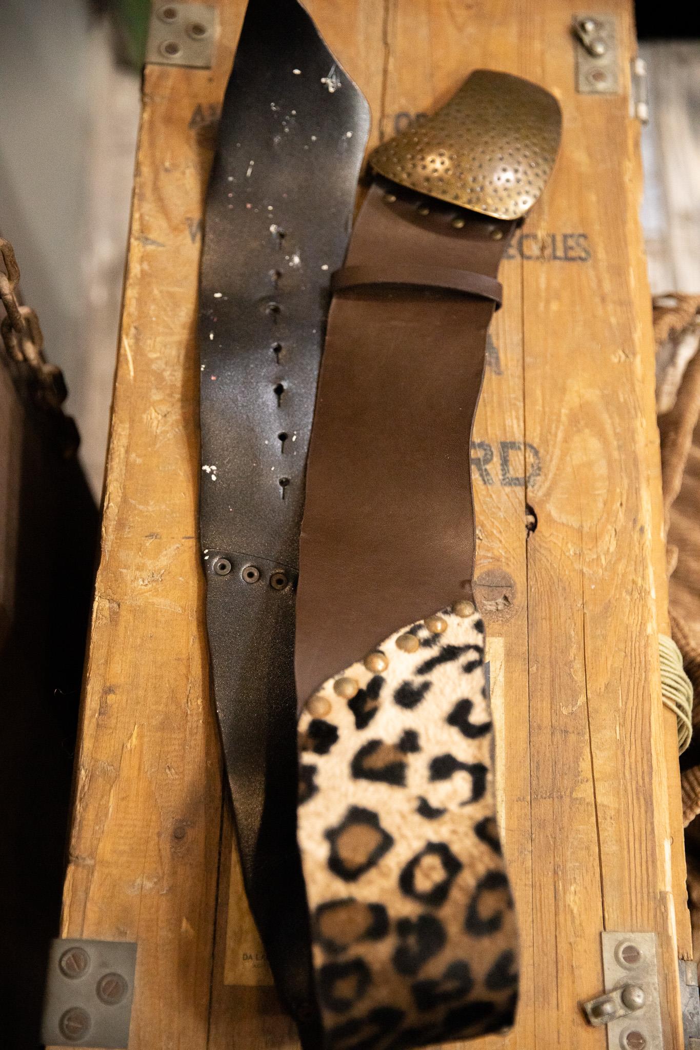 Leopar/Zımbalı Deri Kemer-Korse