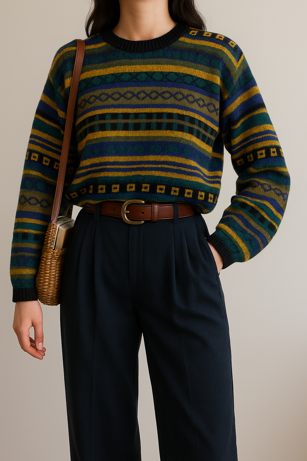 Mosaic Pullover Crop Kazak