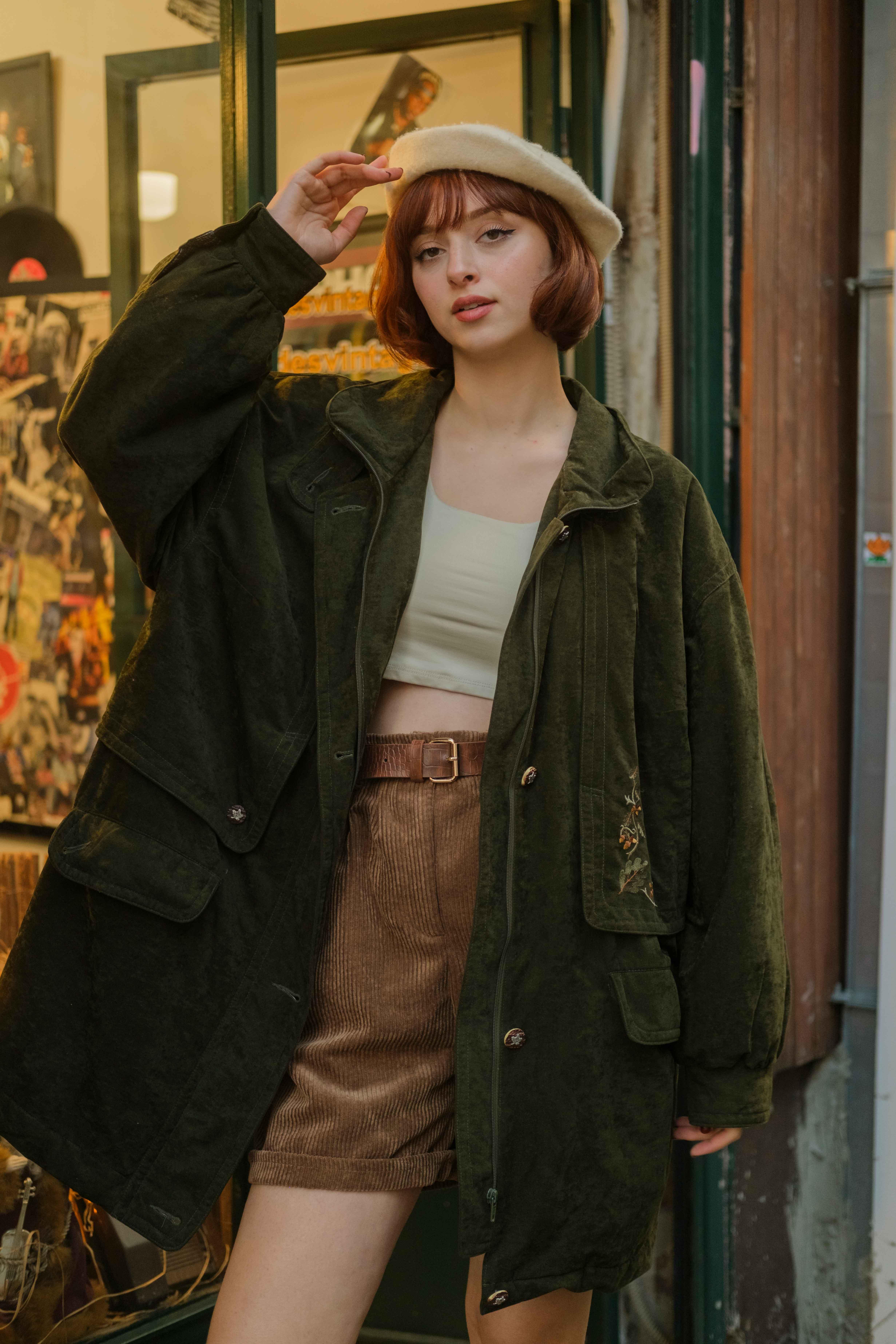 Nakışlı Kadife Unisex Vintage Ceket/Mont