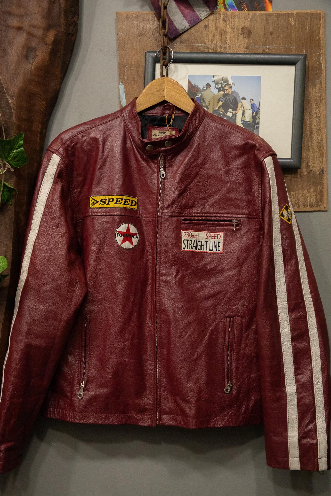 Original Biker Jack Jones Pepper Red 90s Deri Ceket