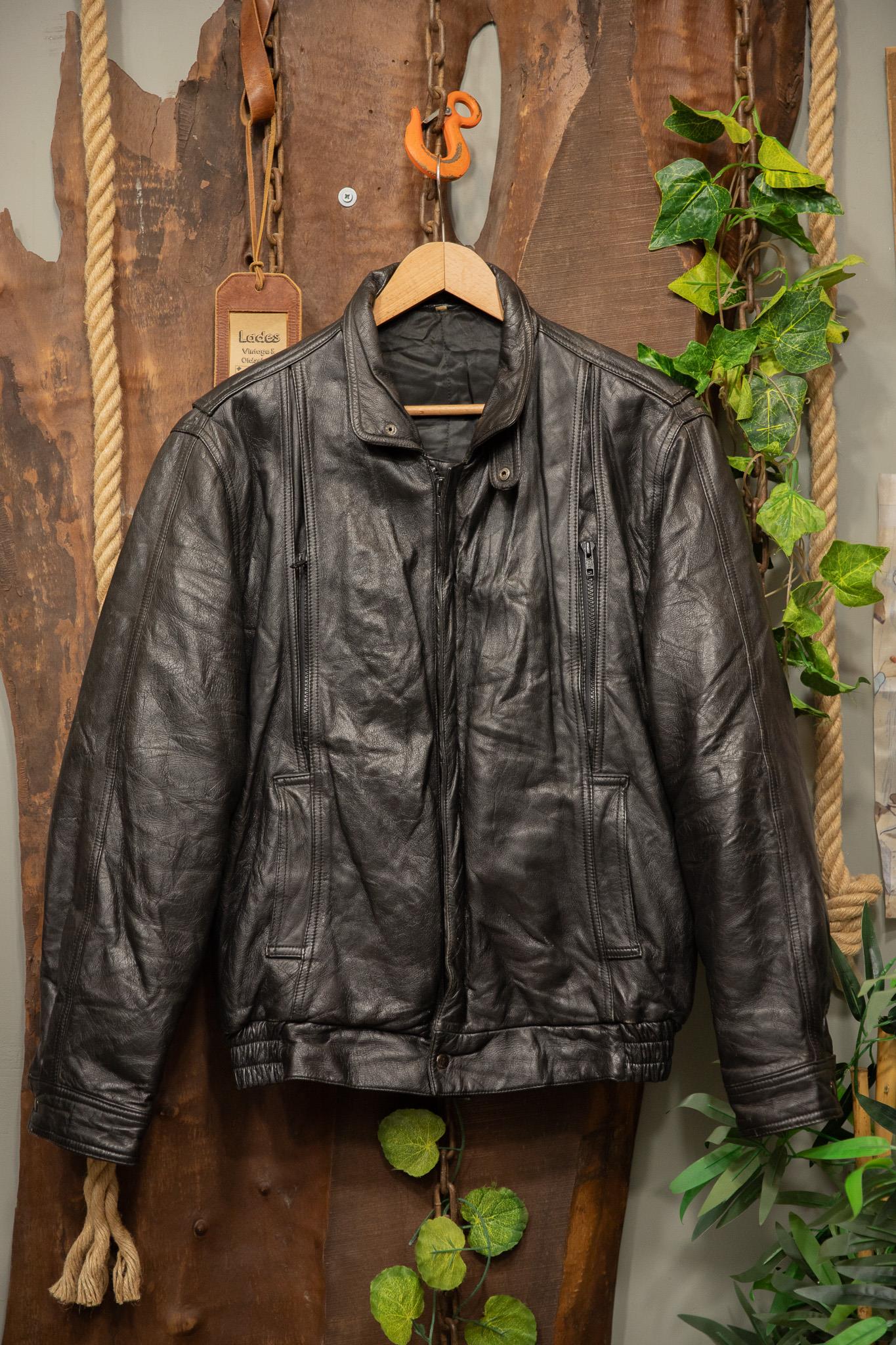Oversize 90's Black Bomber Deri Ceket
