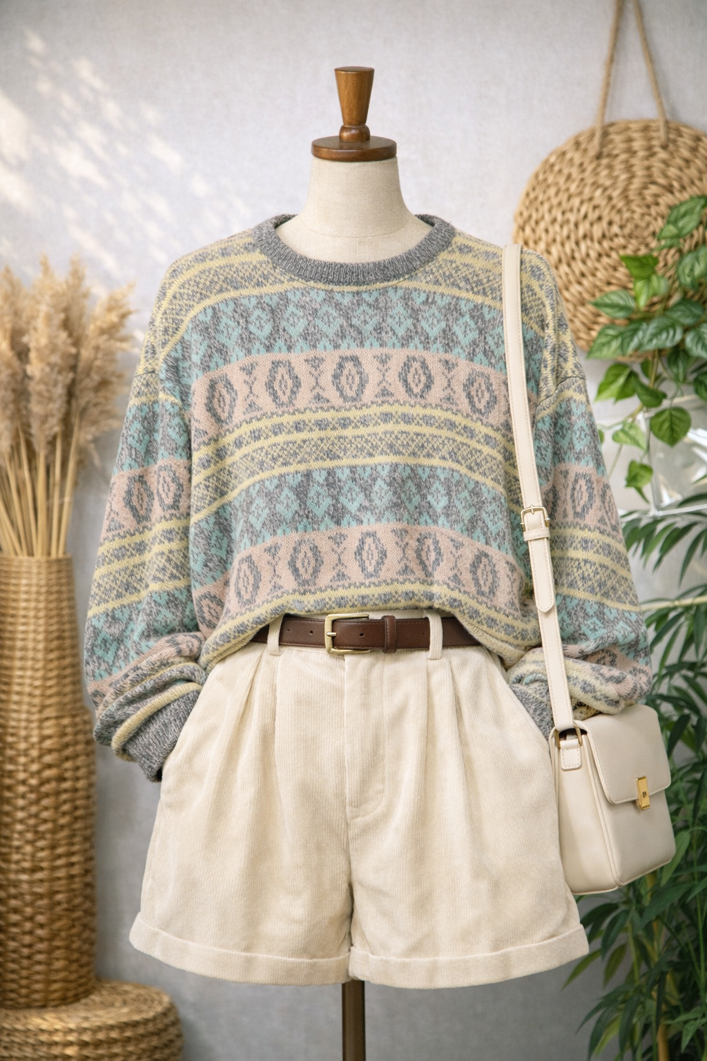 Pastel Nordic 90's Örgü Kazak