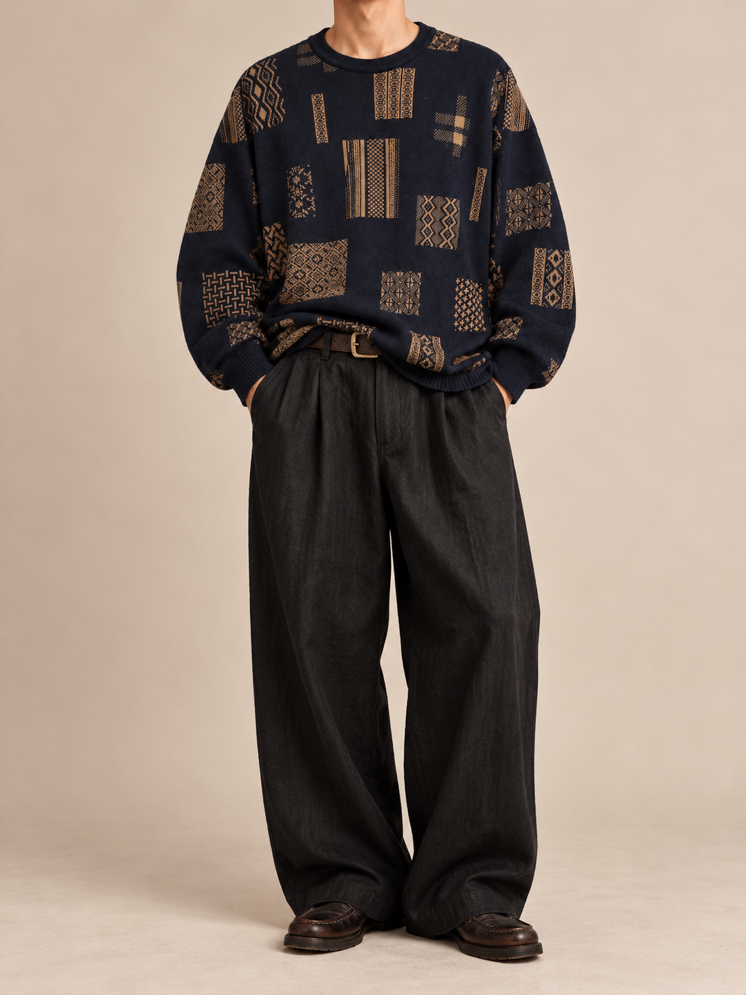 Patchwork Efektli Oversize Kazak