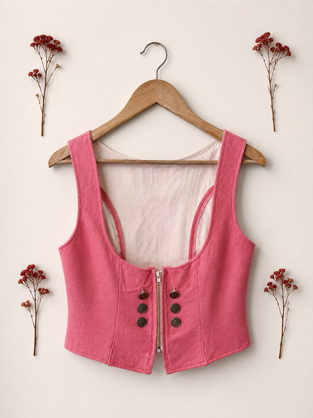 Pink Linen Pink Yelek