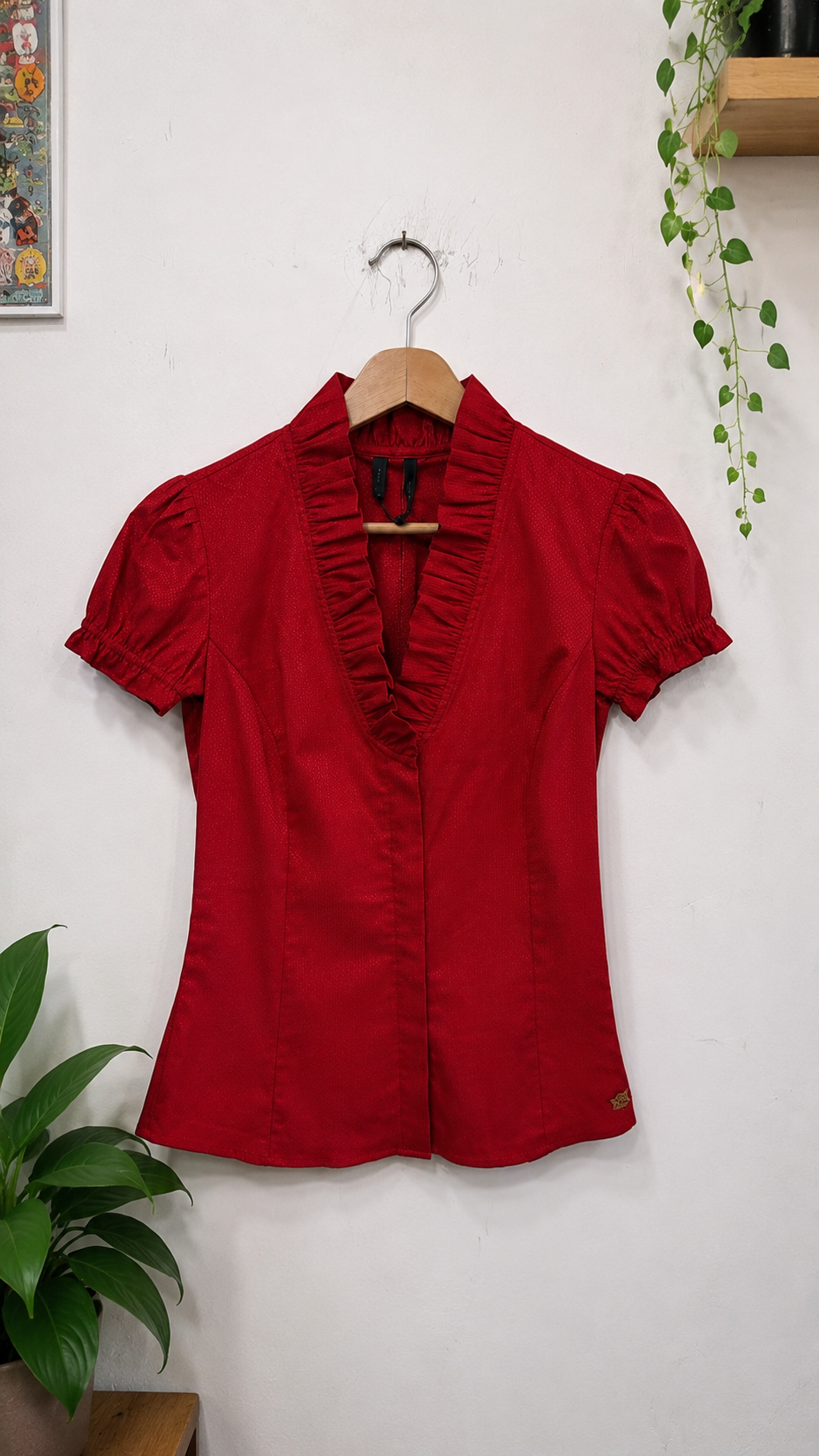 Red Fırfır Yakalı Bluz/Gömlek