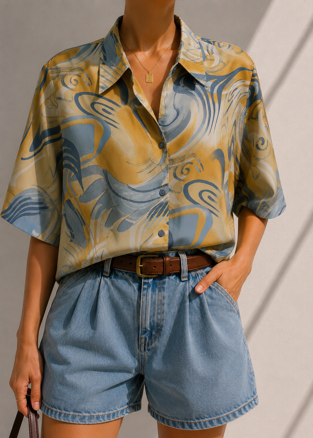 Resort/Aloha Klasik Geniş Yaka Gömlek