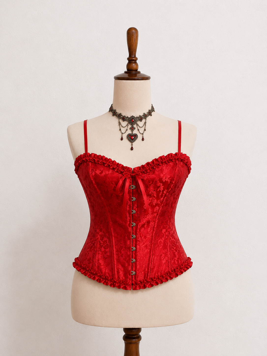 Romantic Red Saten Korse