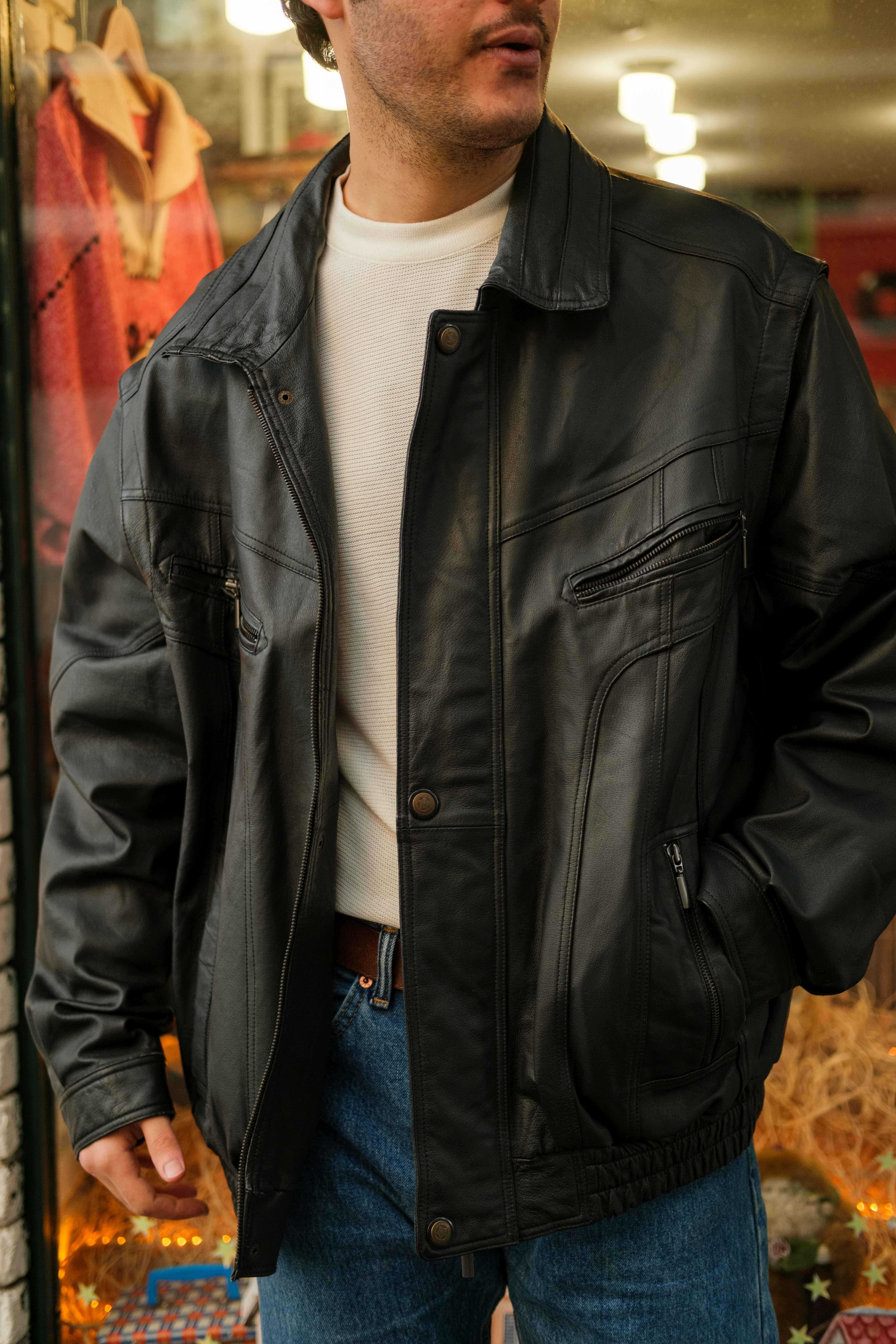 Vintage 90's Bomber Model Unisex Deri Ceket