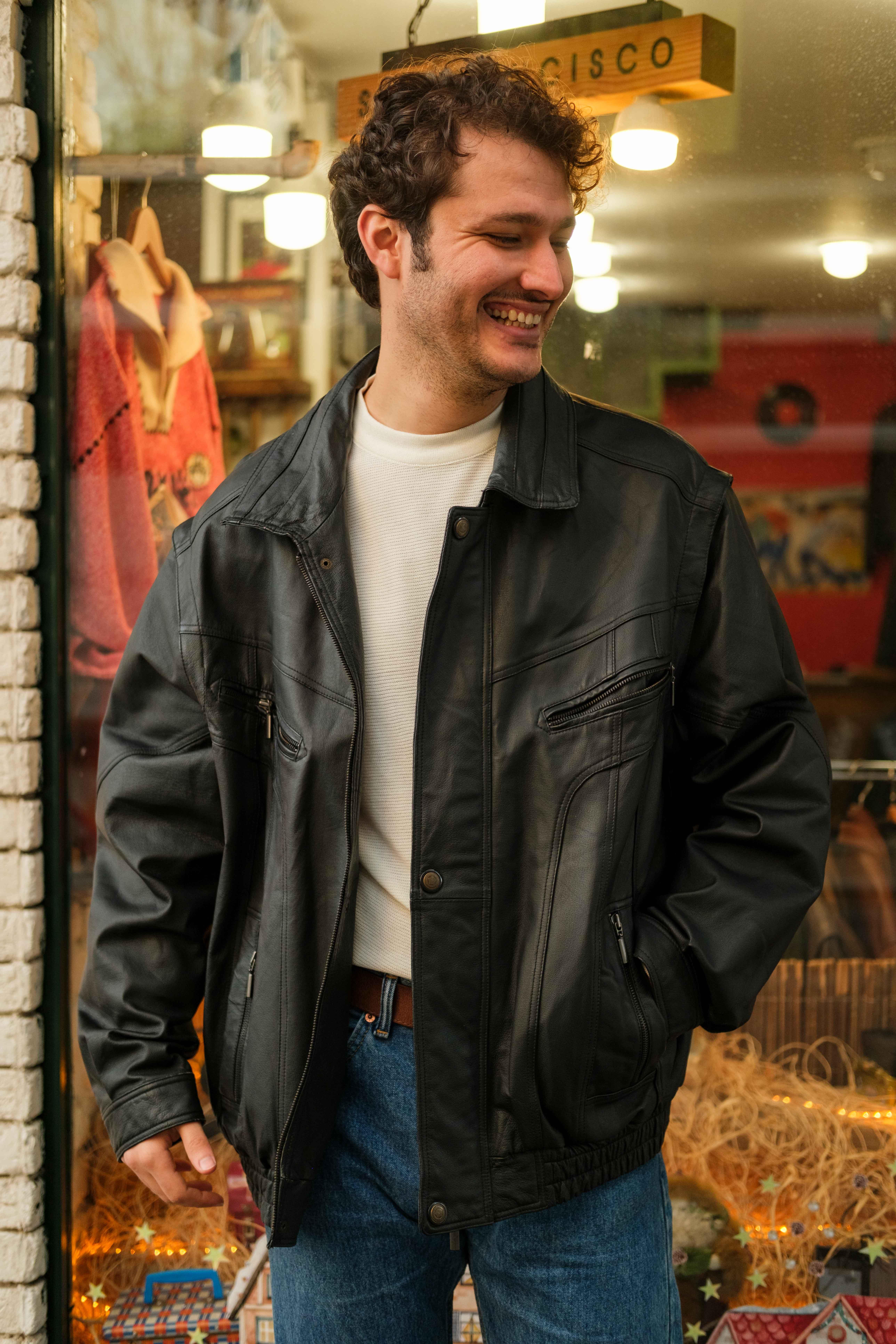 Vintage 90's Bomber Model Unisex Deri Ceket
