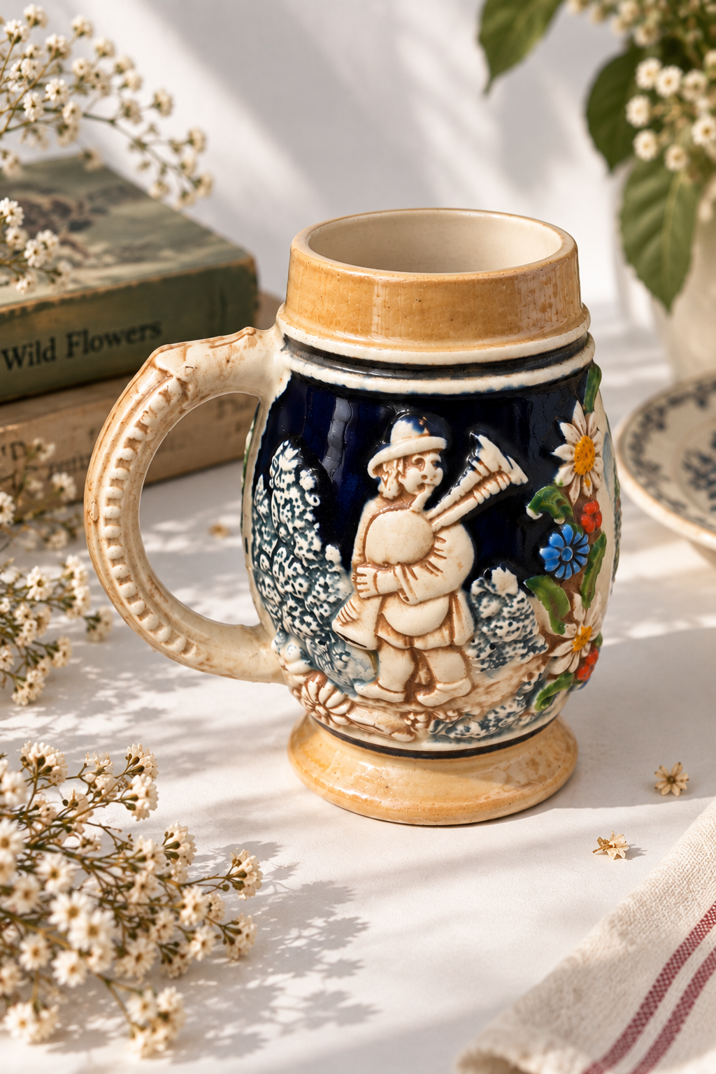 Vintage Alman Seramik Bira Kupası – Dollendorf / Eifel