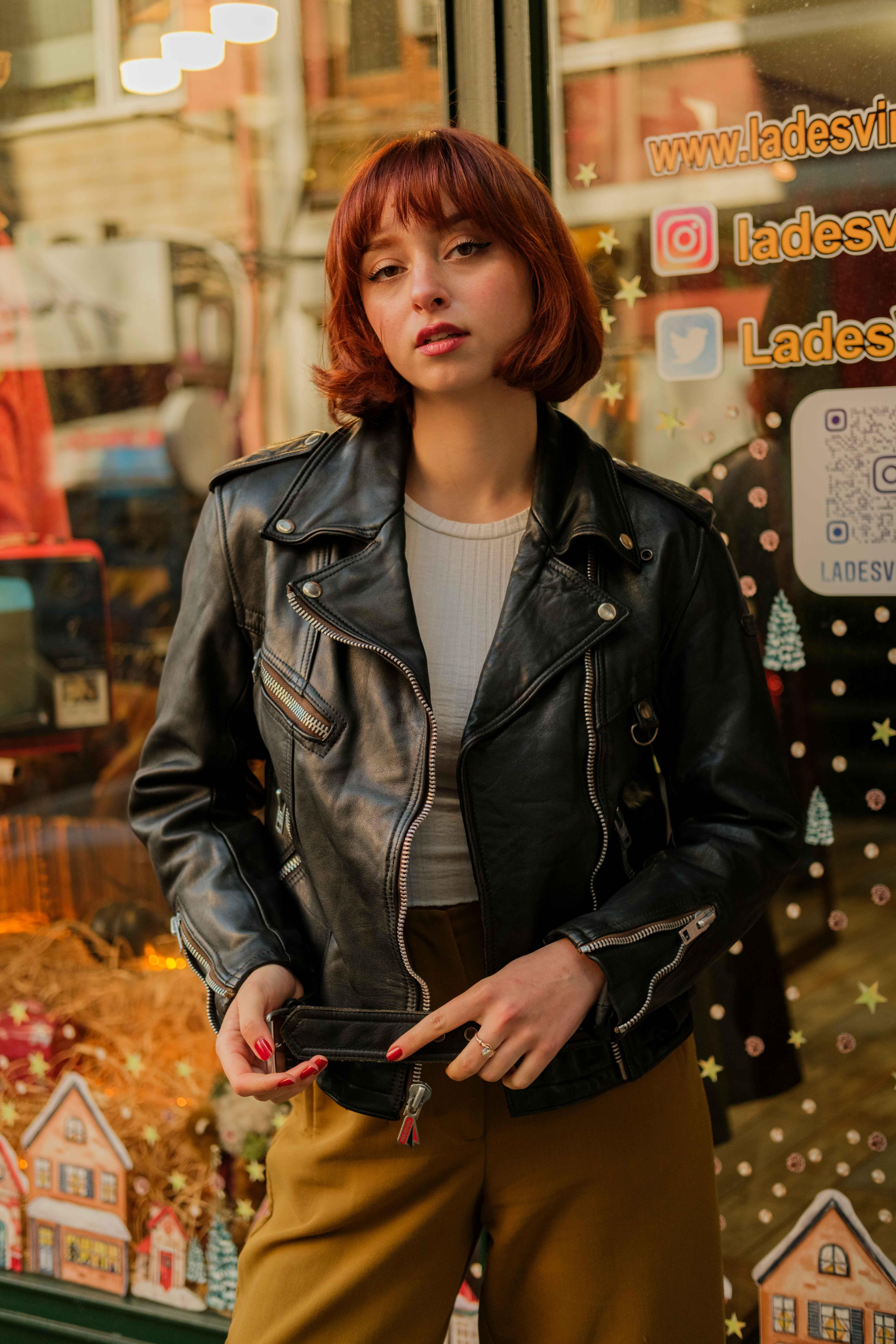 Vintage Biker Model Unisex Deri Ceket