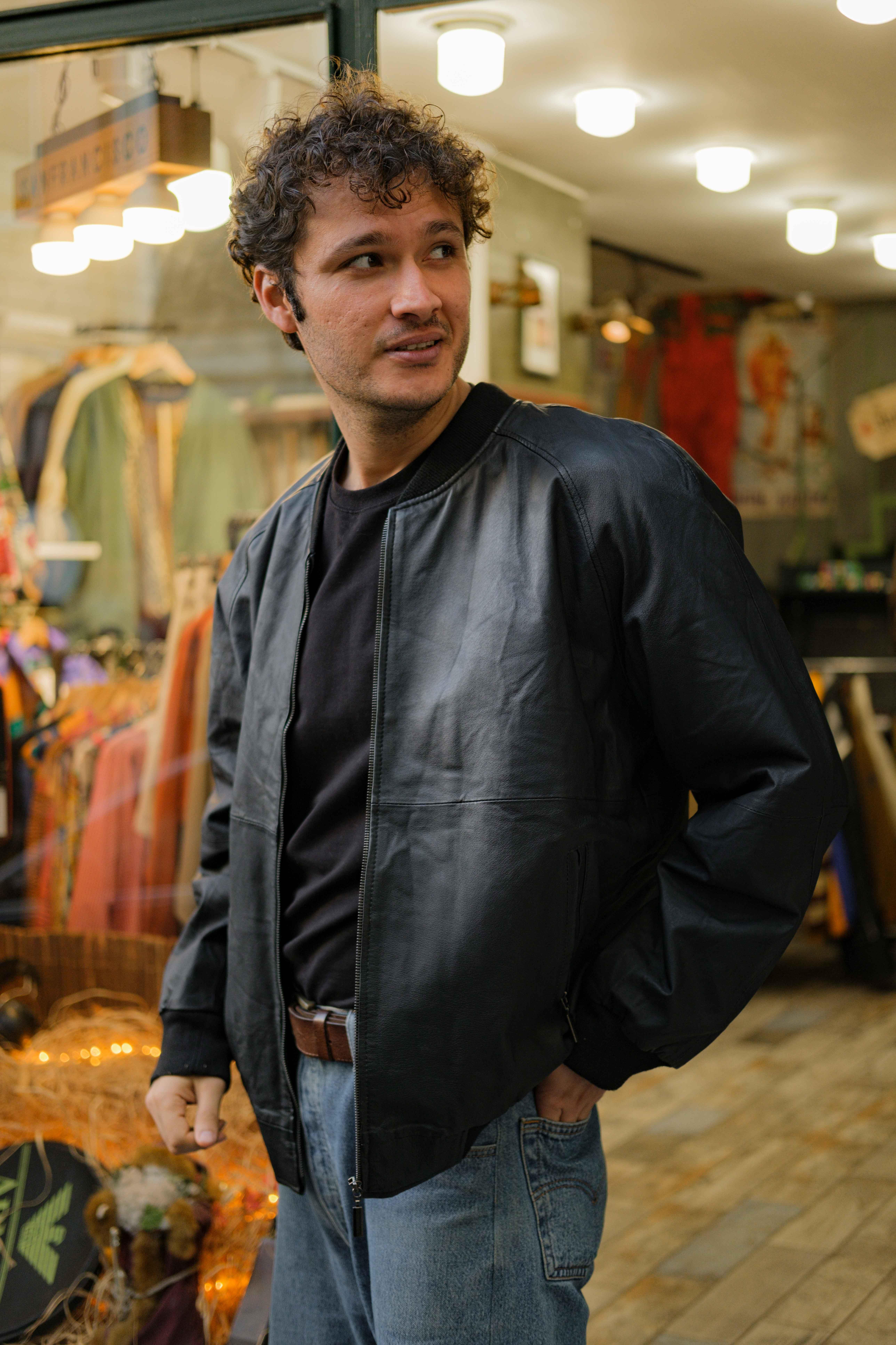 Vintage Bomber Unisex Deri Ceket