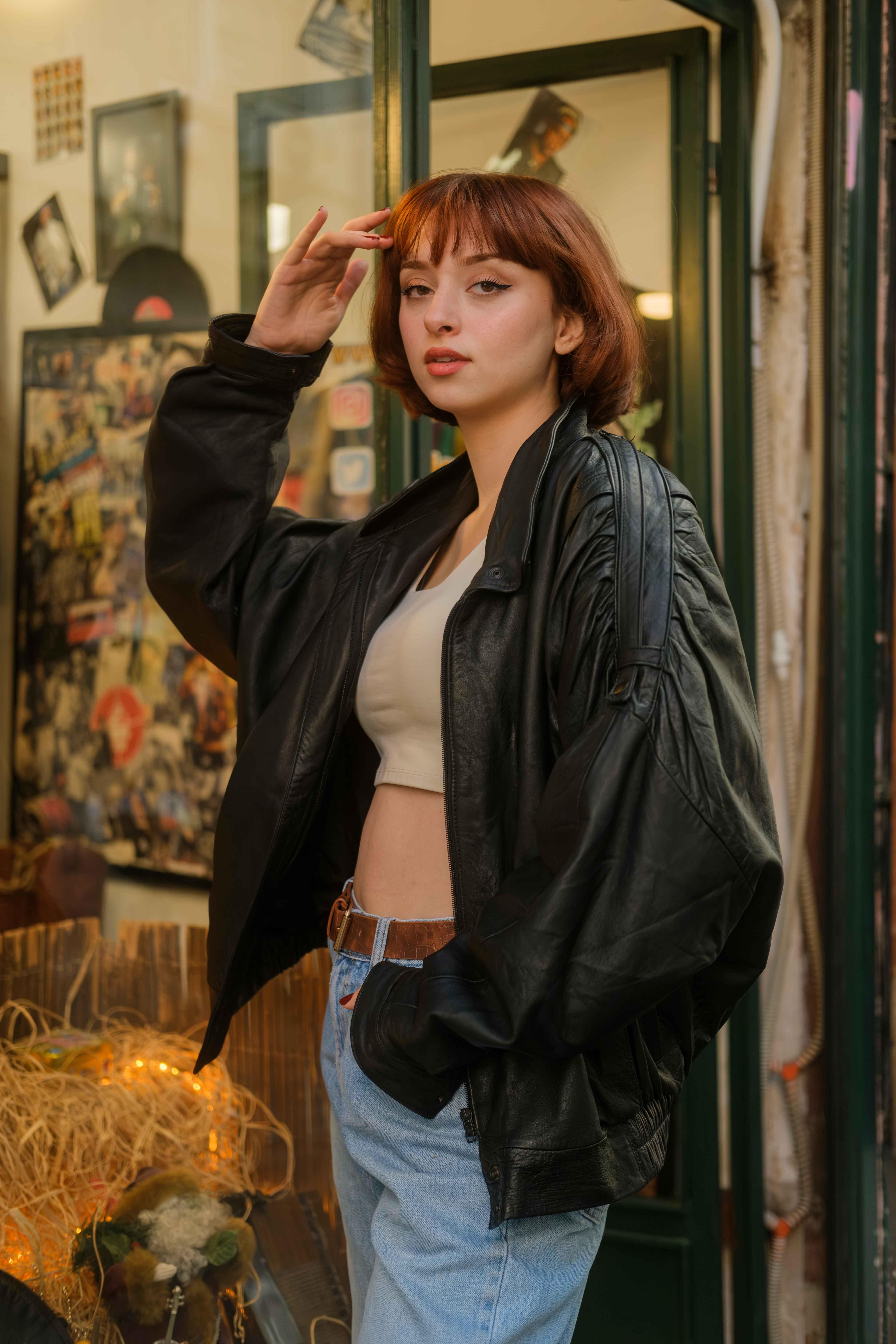 Vintage Bomber Unisex Deri Ceket
