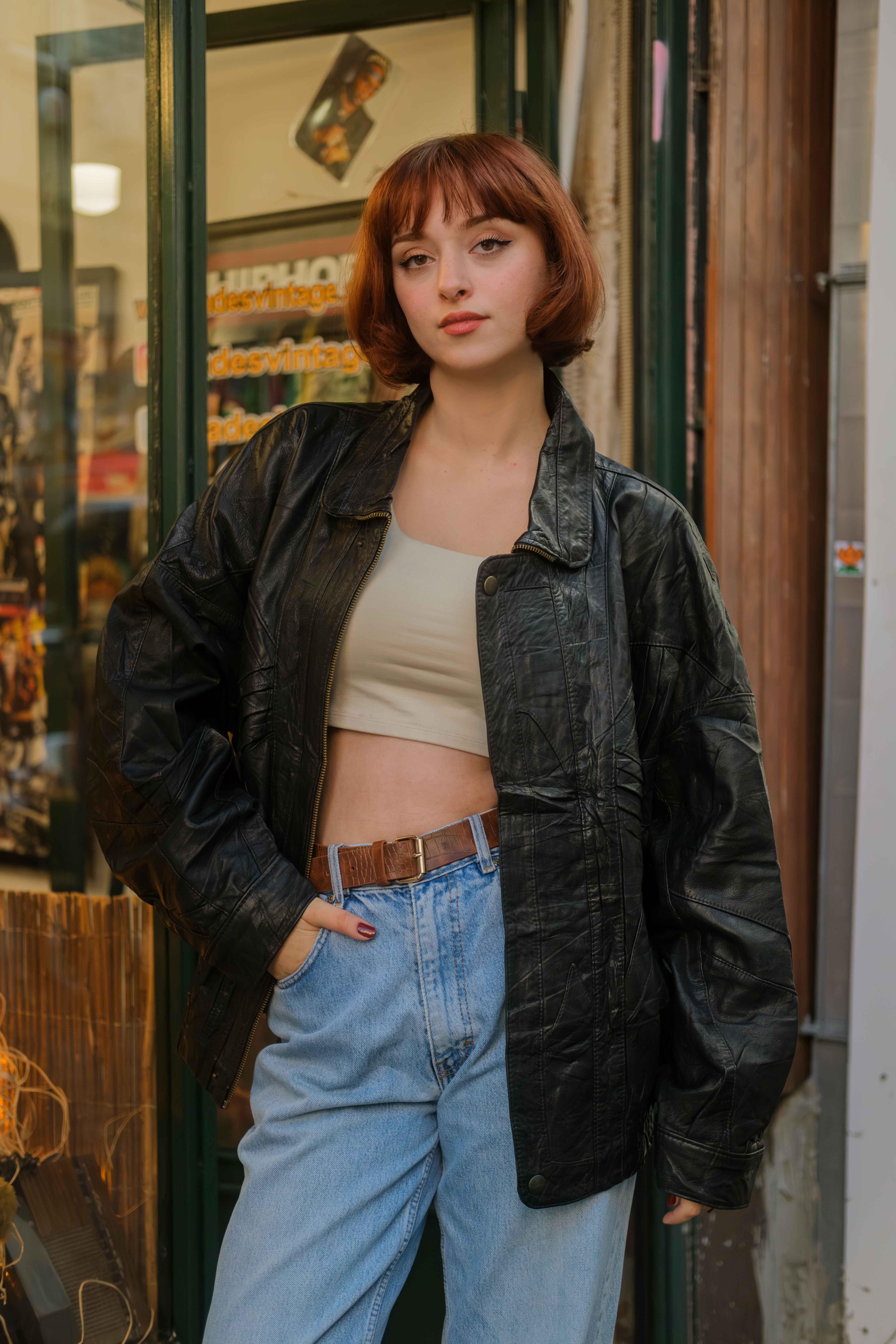 Vintage Bomber Unisex Deri Ceket