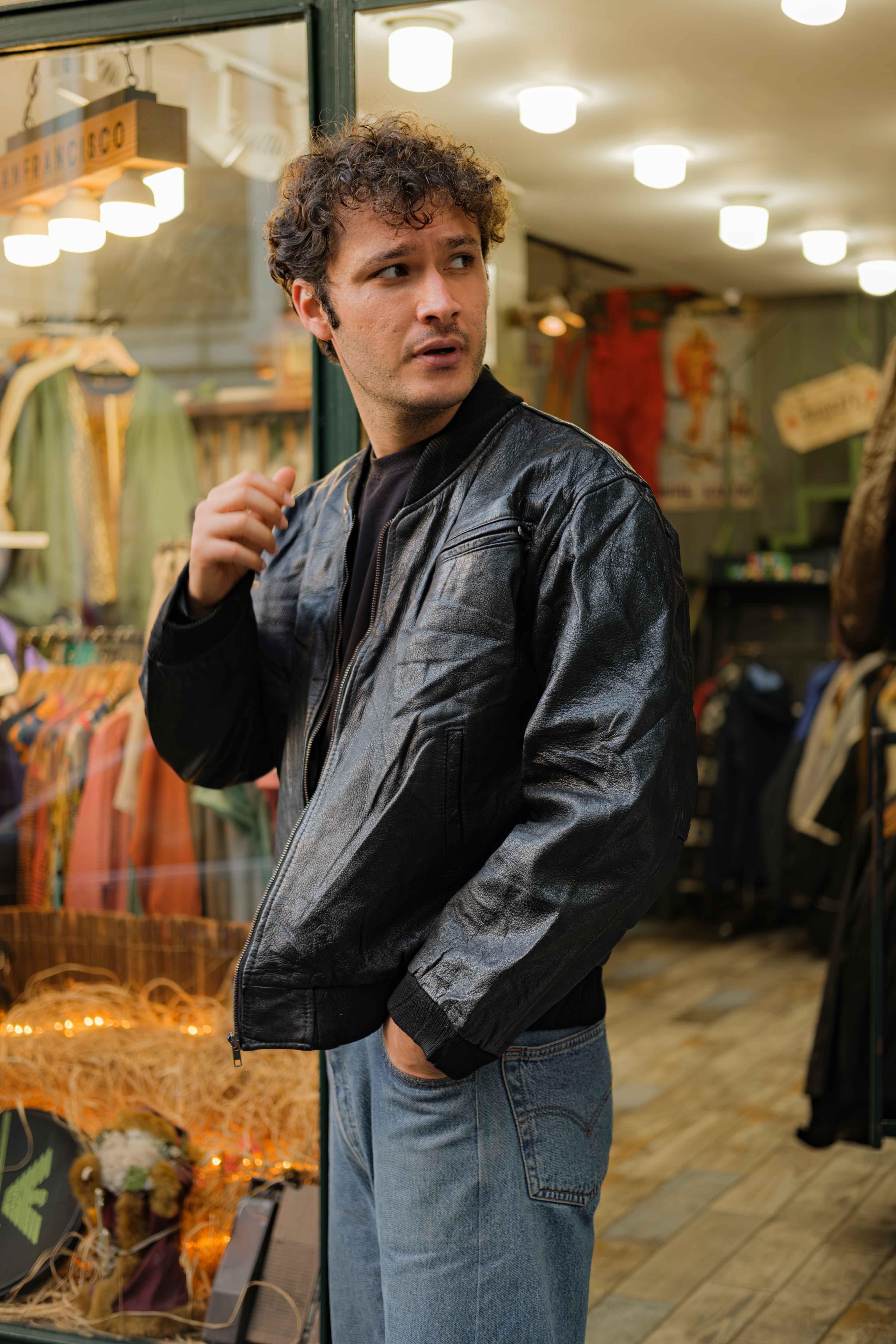 Vintage Bomber Unisex Deri Ceket