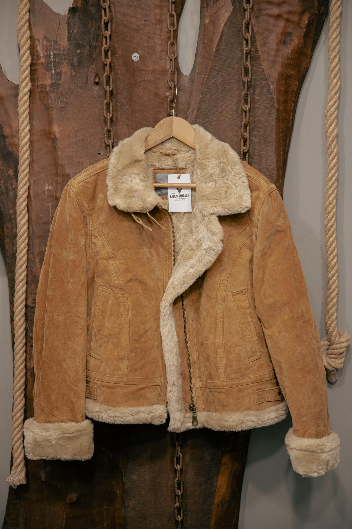 Vintage Kadın Aviator Flight Deri Ceket