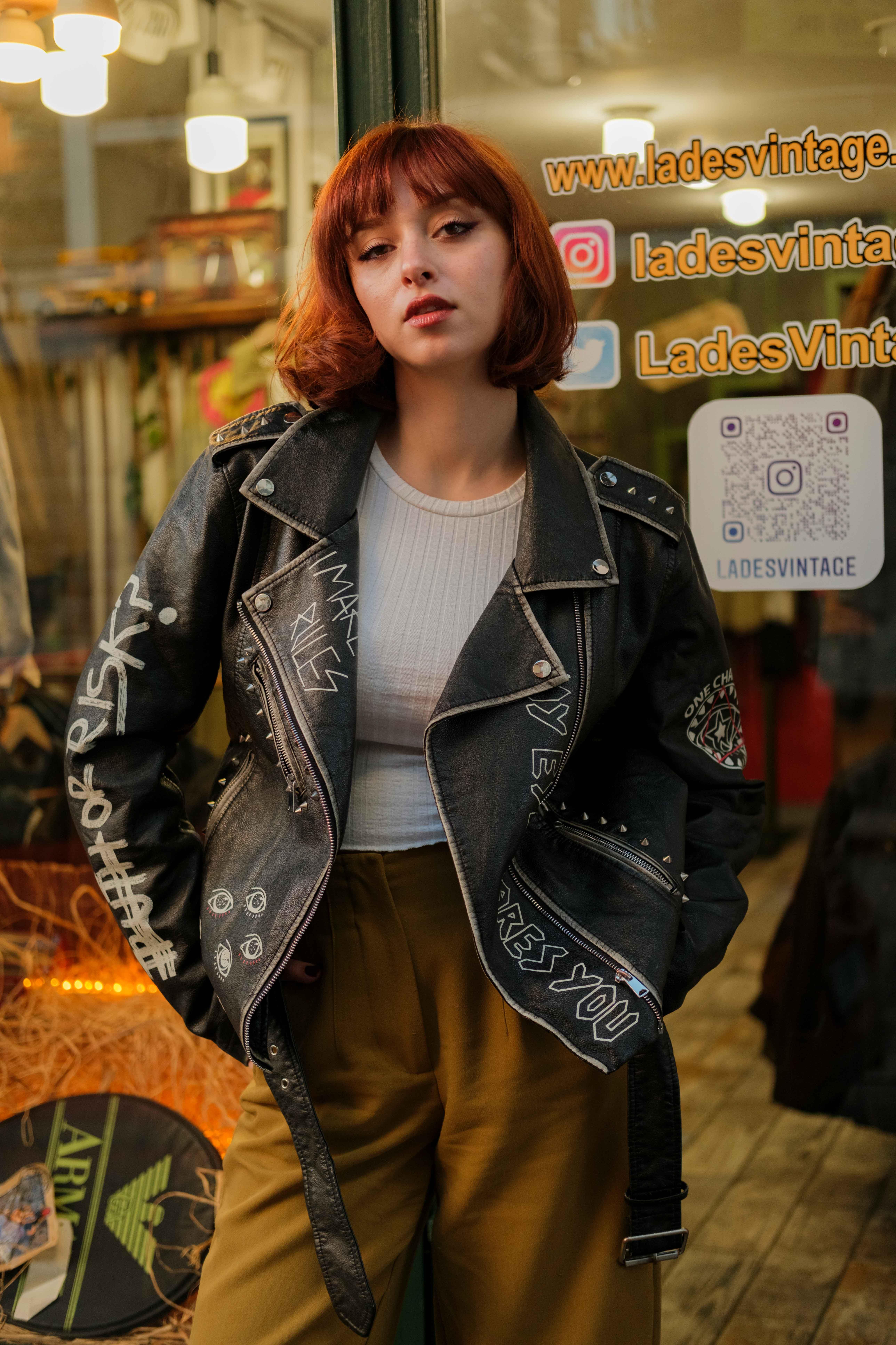 Vintage PULL&BEAR Tasarım Biker Deri Ceket