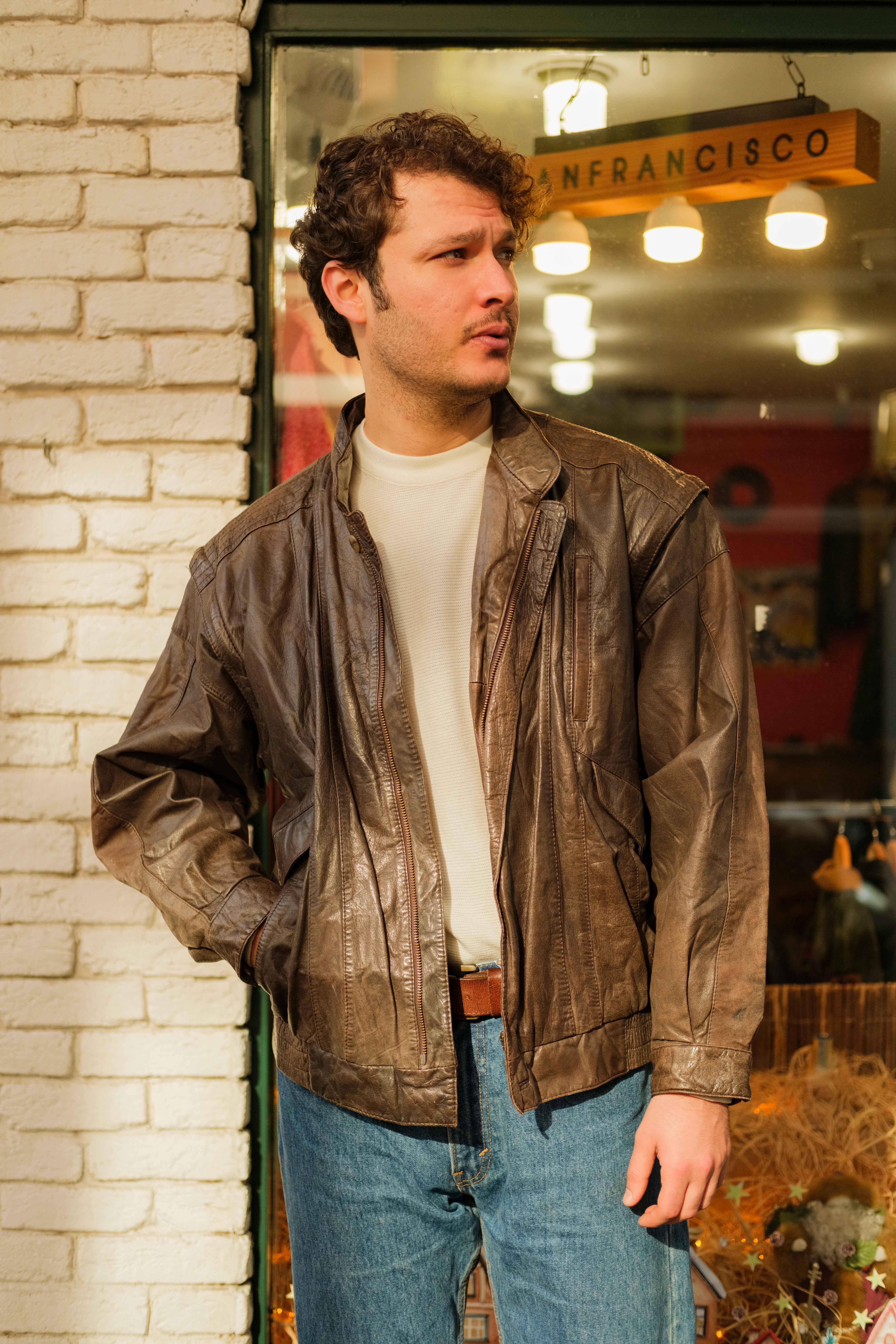 Vintage Trapper Bomber Unisex Deri Ceket