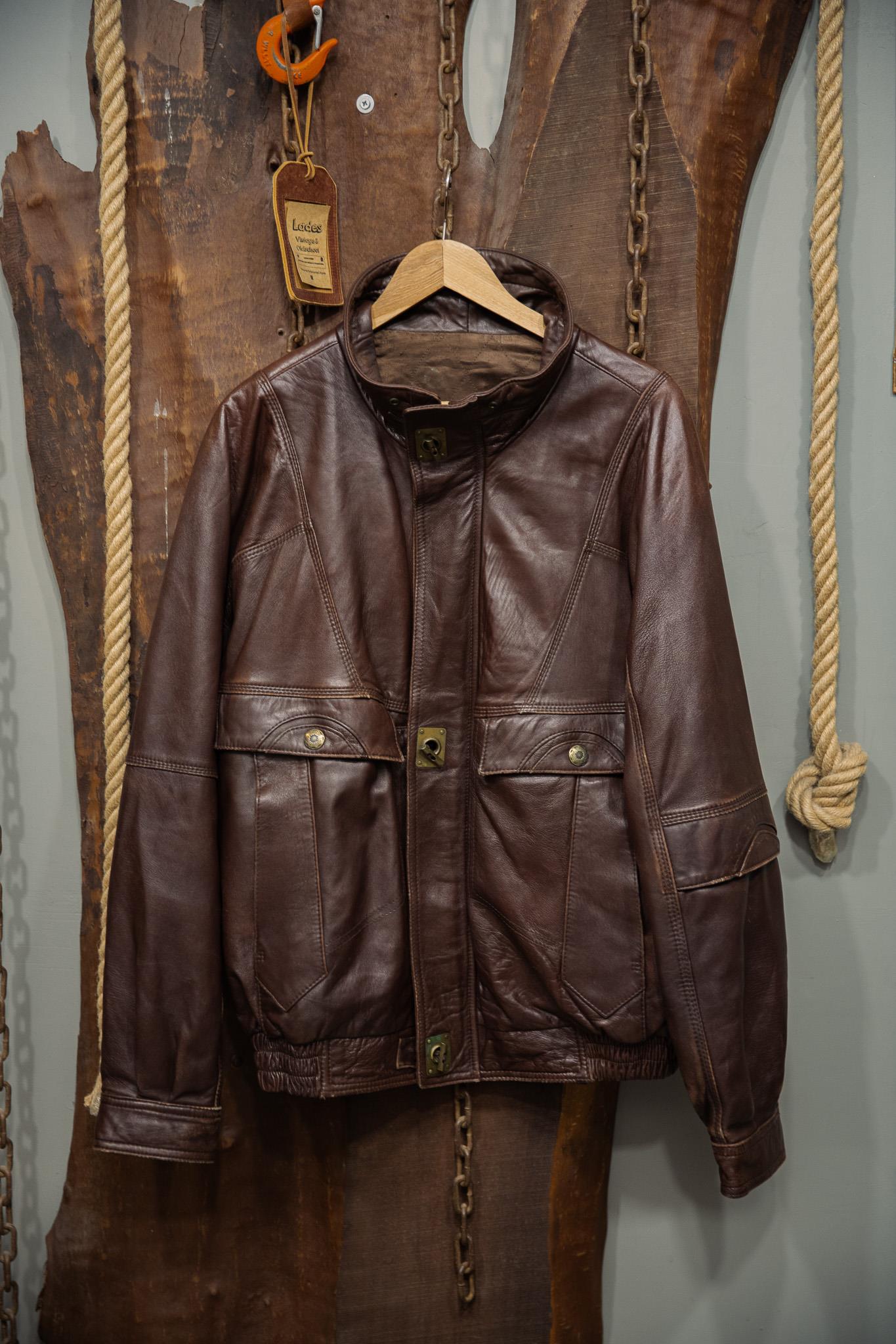 Vintage Unisex Bomber Deri Ceket