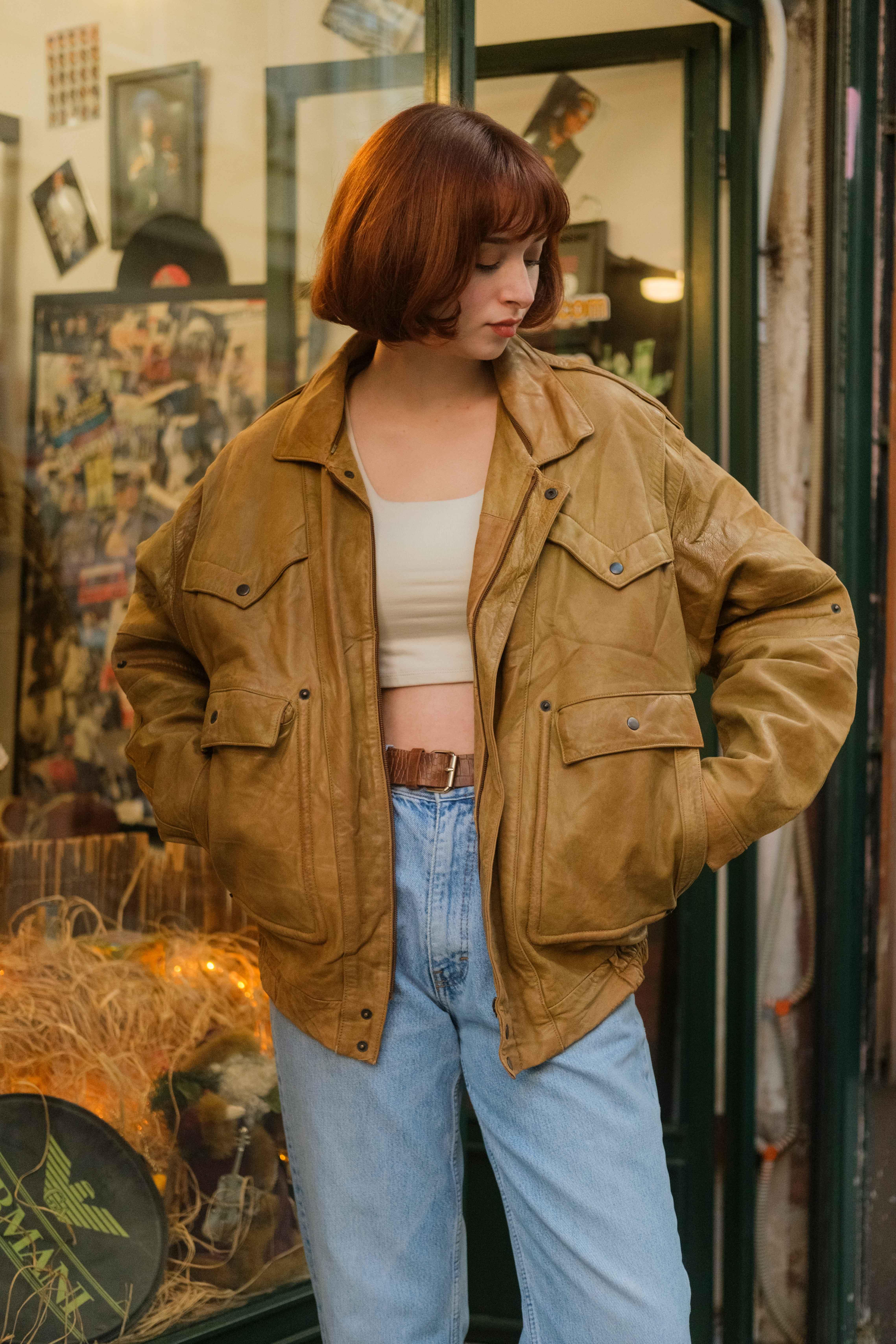 Vintage Unisex Deri Ceket