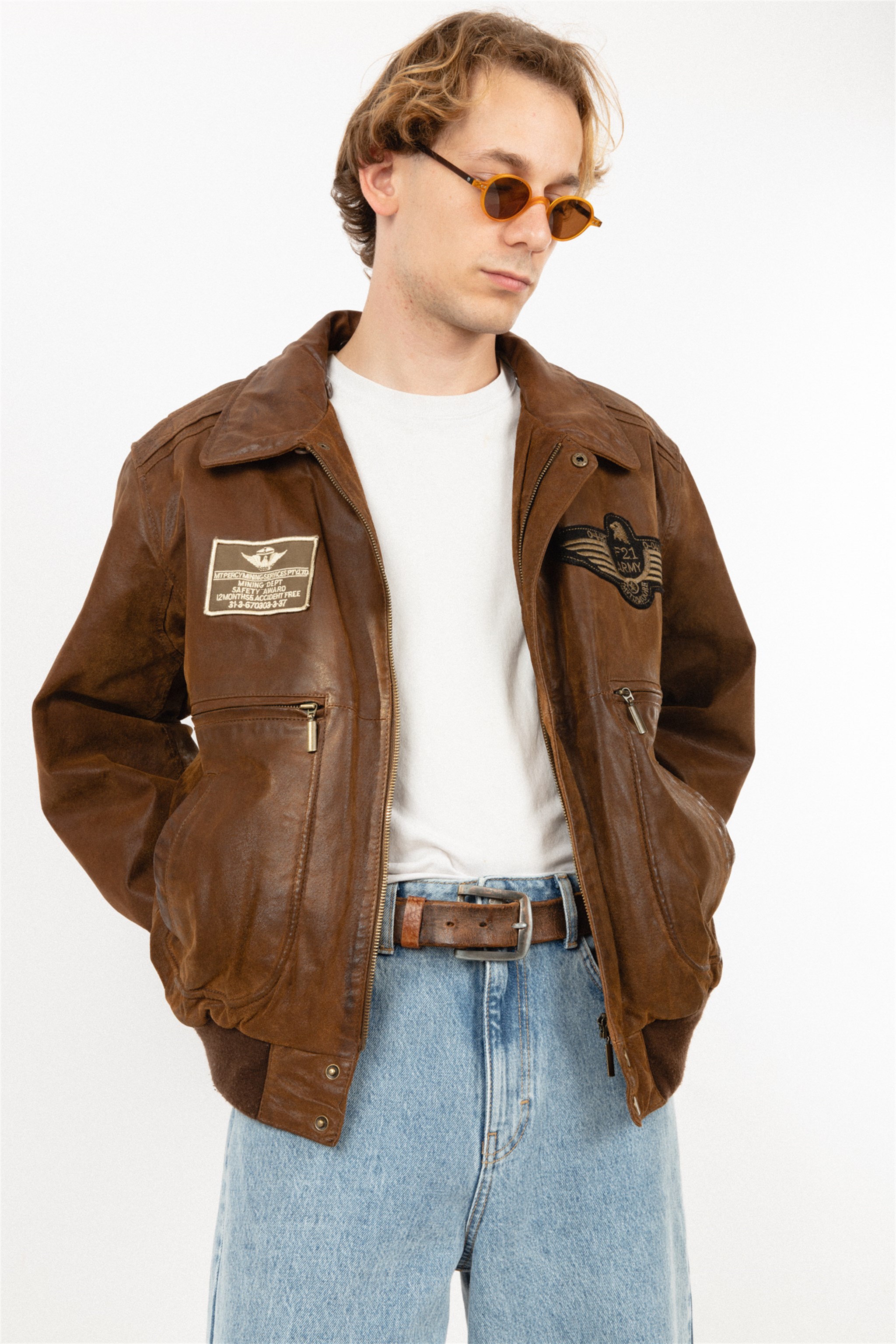 Pilot bomber clearance leather jacket